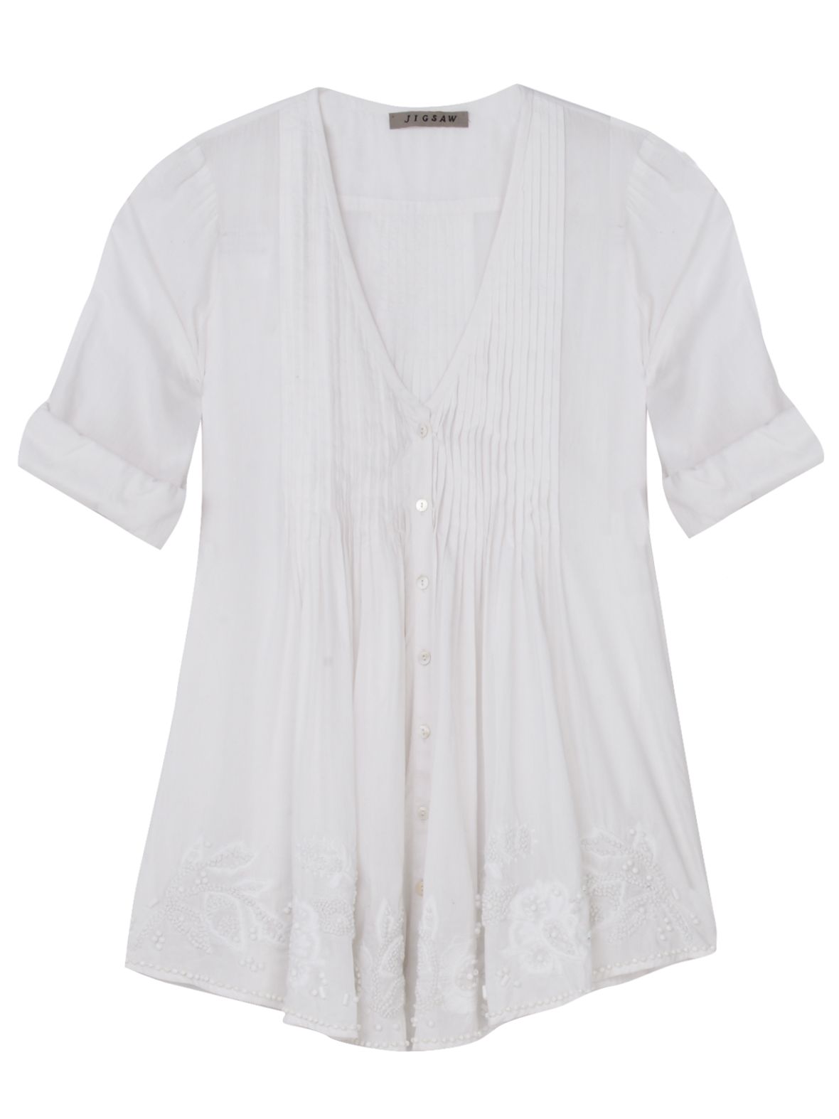 Jigsaw Cotton Muslin French Knot Shirt, White