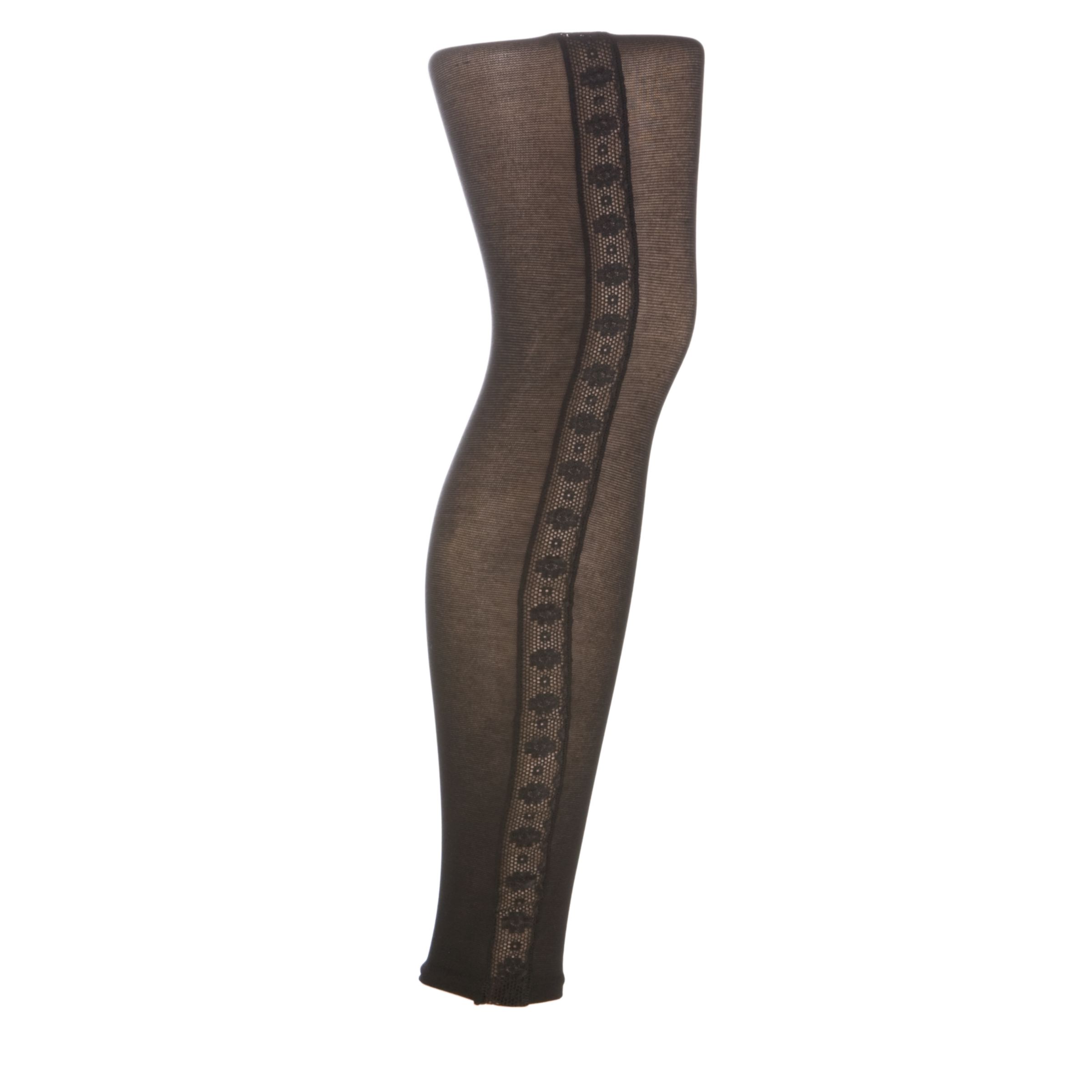 Jonathan Aston Lace Insert Capri Tights Black