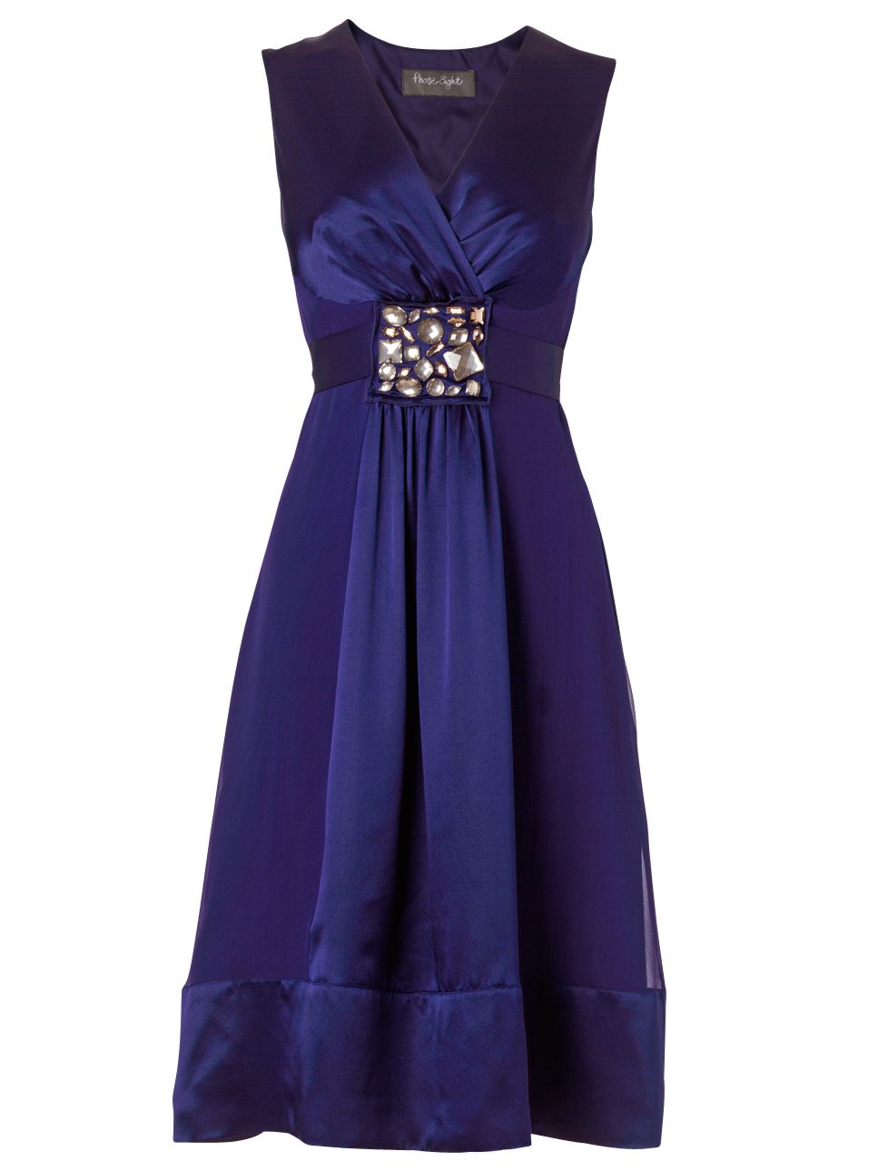 Phase Eight Albany Embellished Silk Dress, Amethyst, 18