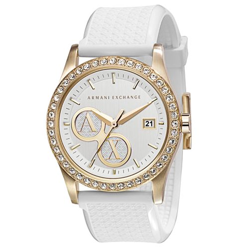Armani Exchange AX5006 Women39s White Strap Watch Gold