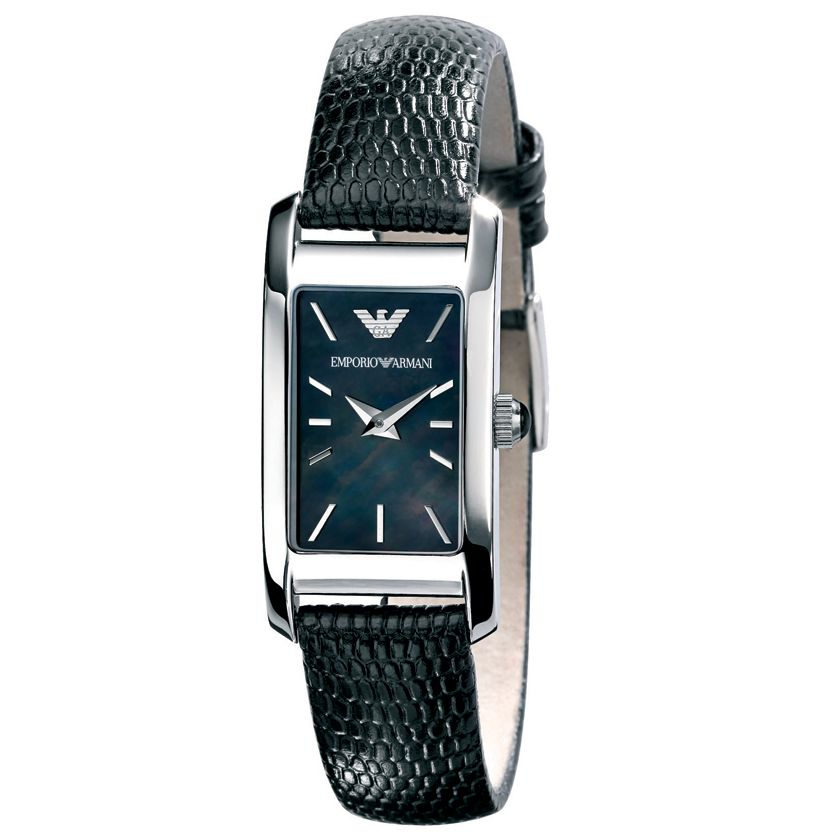Emporio Armani AR0731 Women's Textured Strap Watch, Black at John Lewis