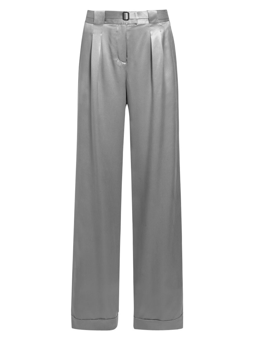 Jaeger Silk Linen Parallel Leg Trousers, Grey