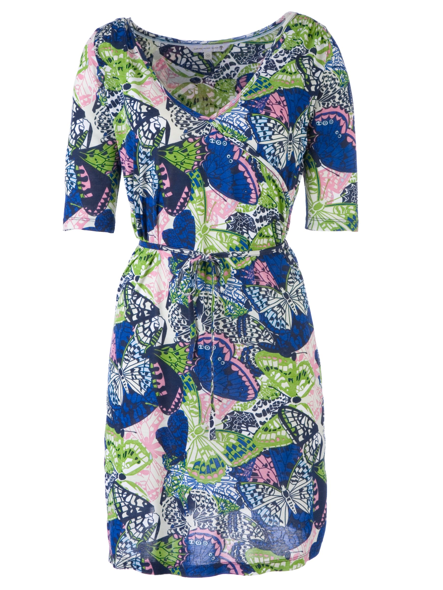Fat Face Butterfly Print Dress, Bone, 14