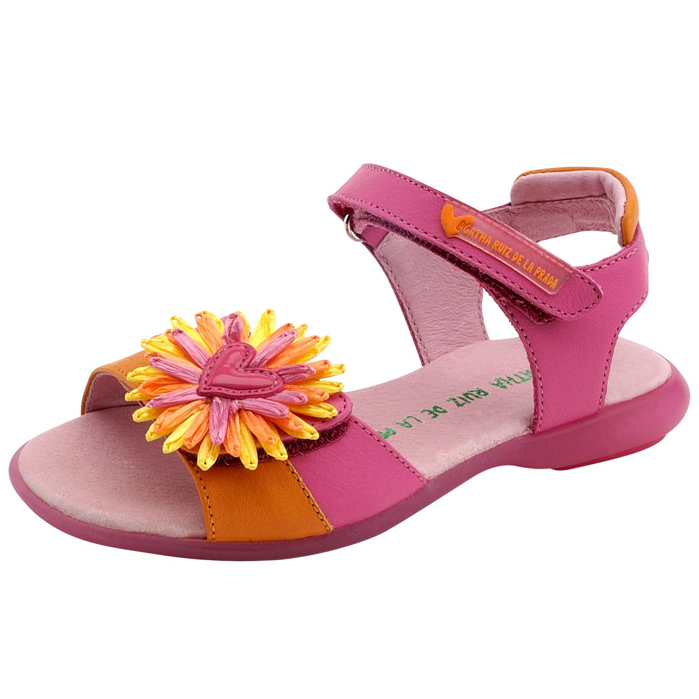 Agatha Ruiz de la Prada Rafia Straw Flower Sandals Pink 24 Junior