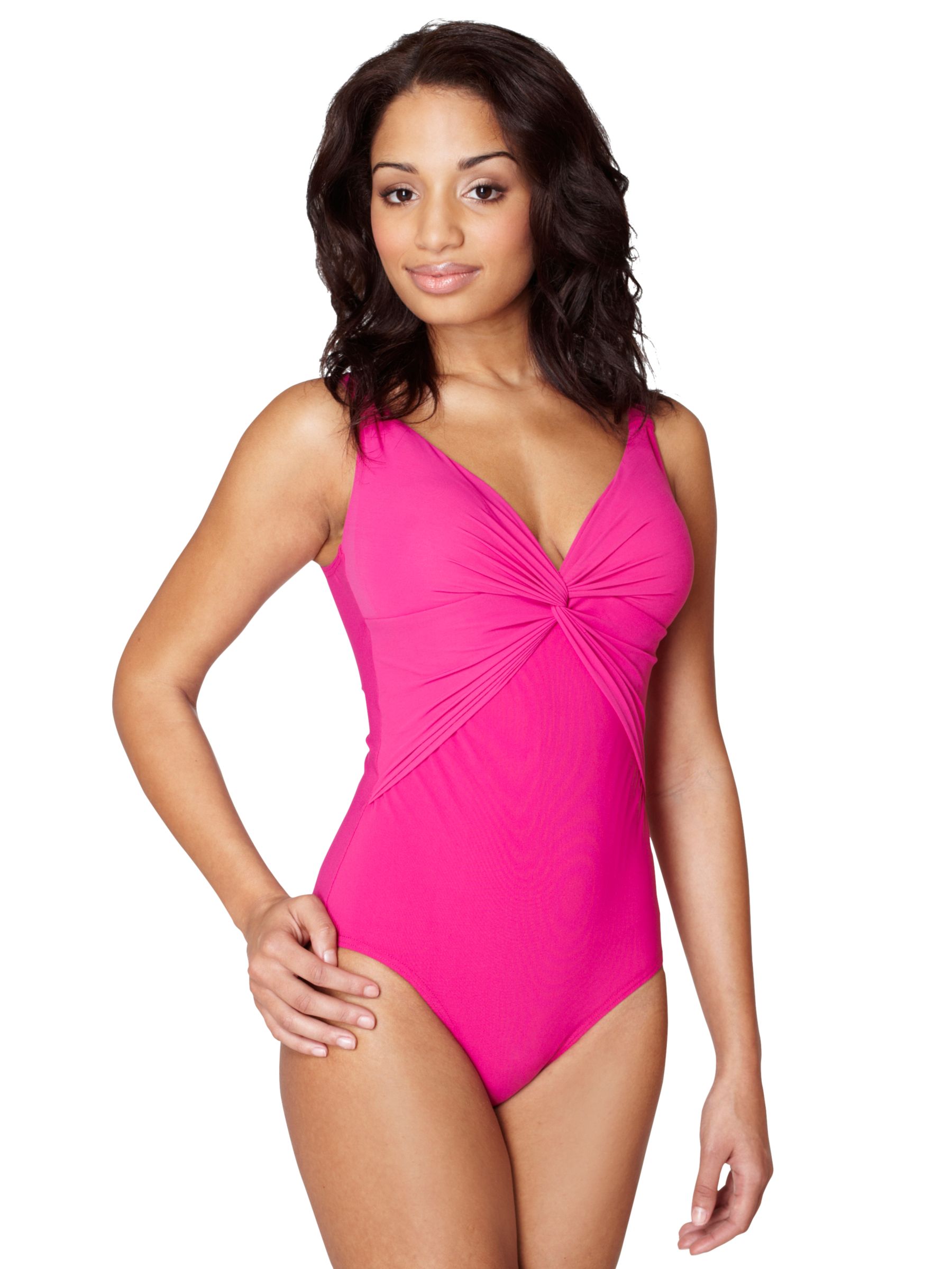 John Lewis Twist Front Swimsuit, Pink