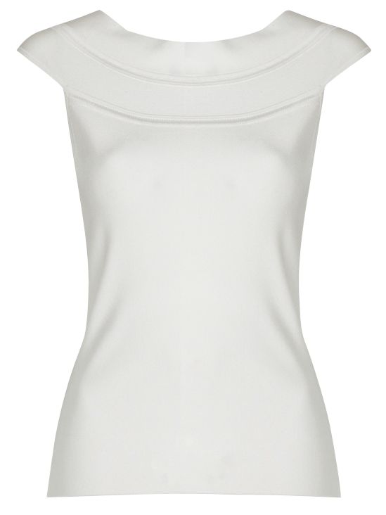 Jaeger Bandeau Neck Knit Top, White