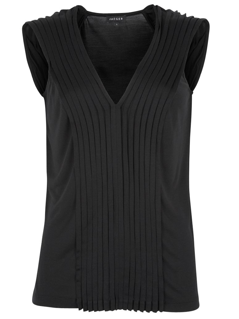 Jaeger Pleated Front Silk Underpiece, Black