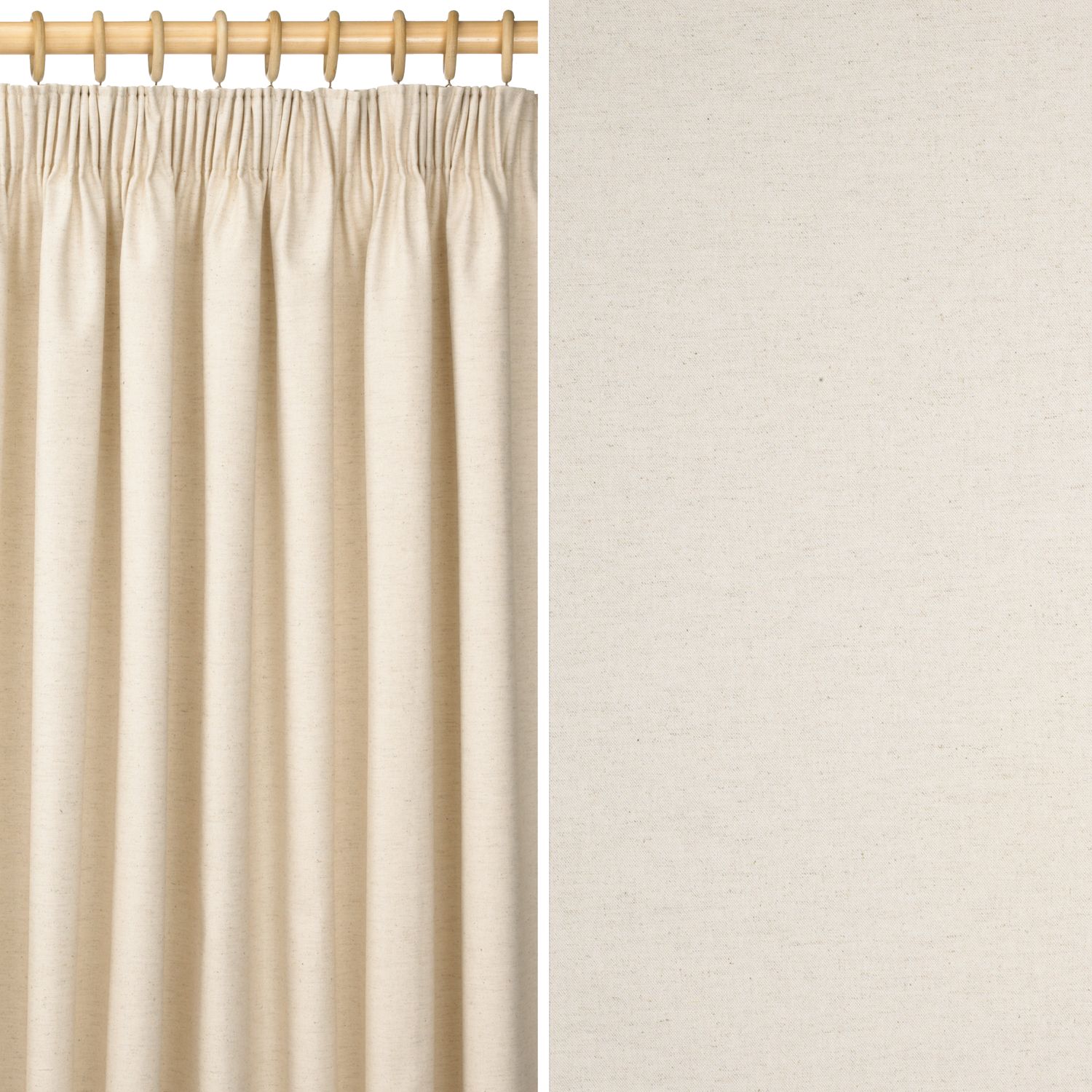 Eskdale Pencil Pleat Curtains, Natural