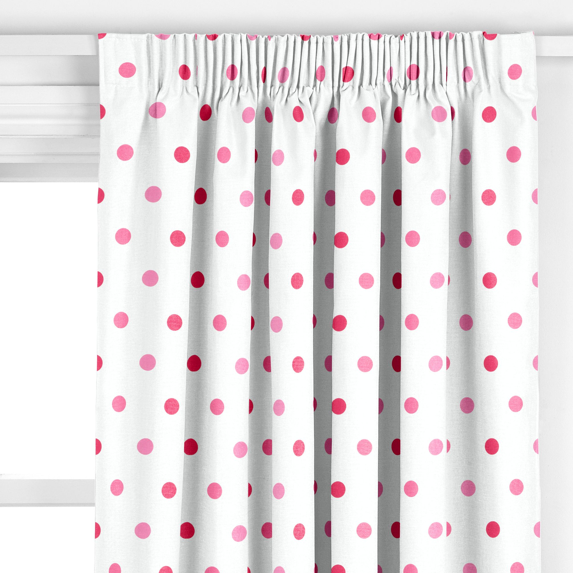 John Lewis Multi Spot Curtains, White / Pink