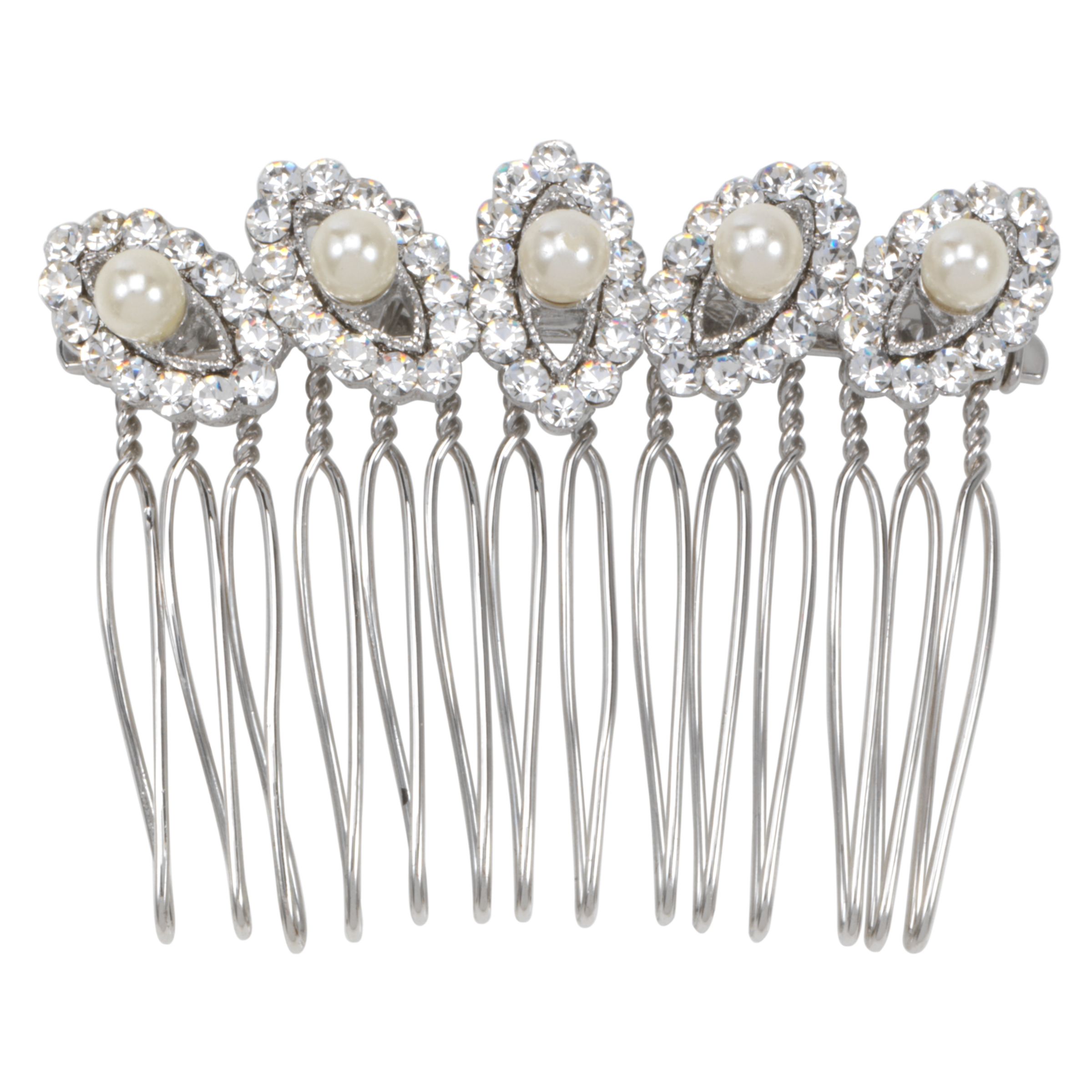 John Lewis Women Vintage Style Oval Diamante and Pearl Hair Comb