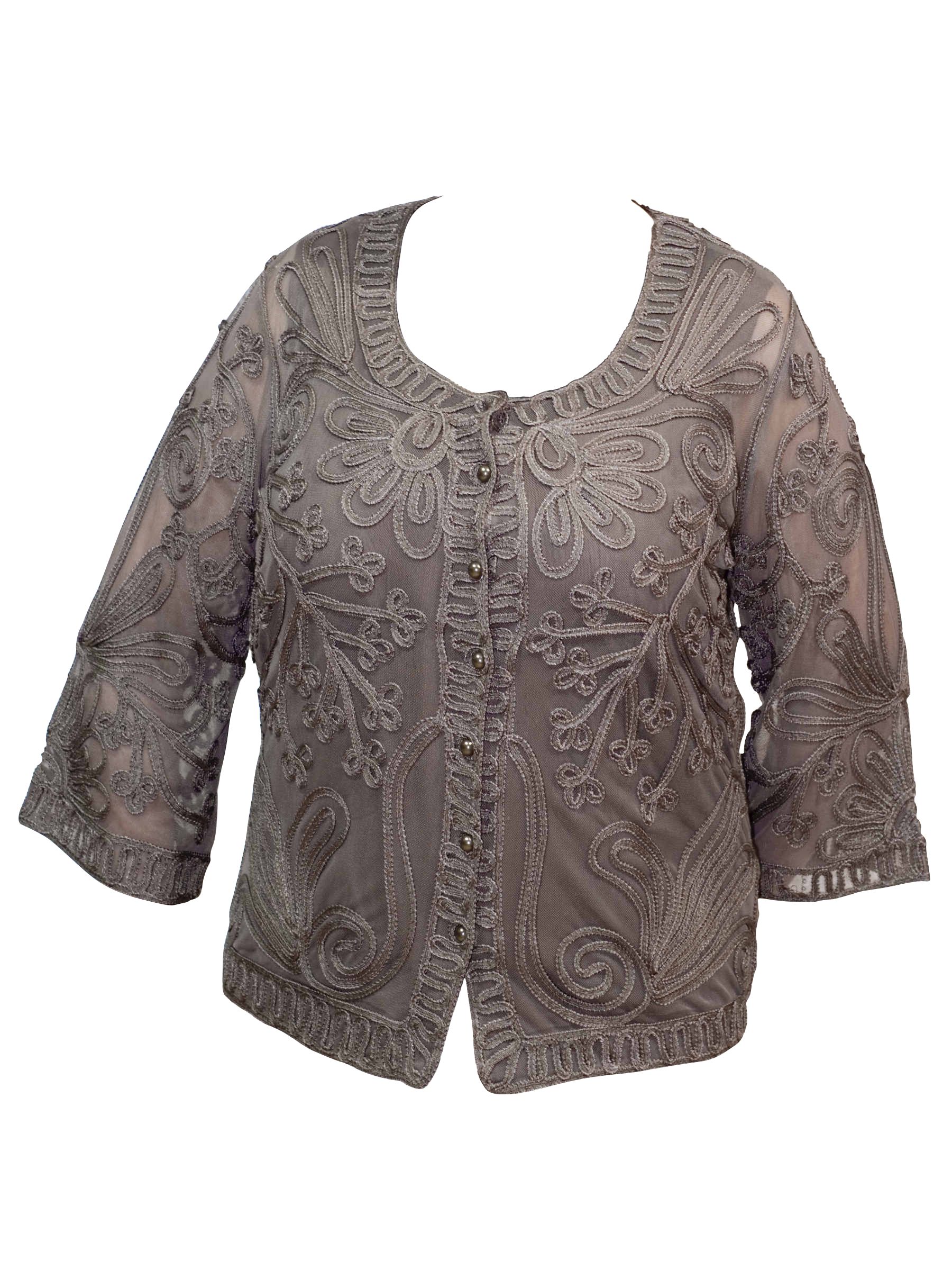 Chesca Cornelli Mesh Blouse, Mink