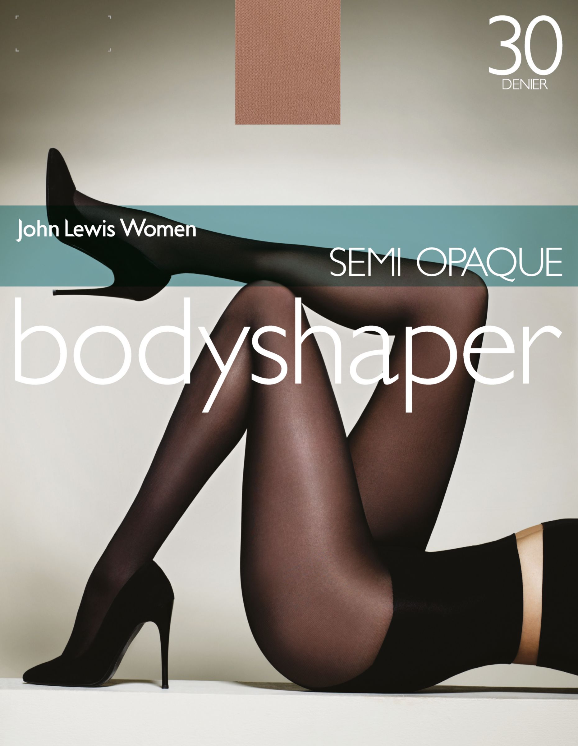 John Lewis 30 Denier Semi Opaque Bodyshaper Tights Nude
