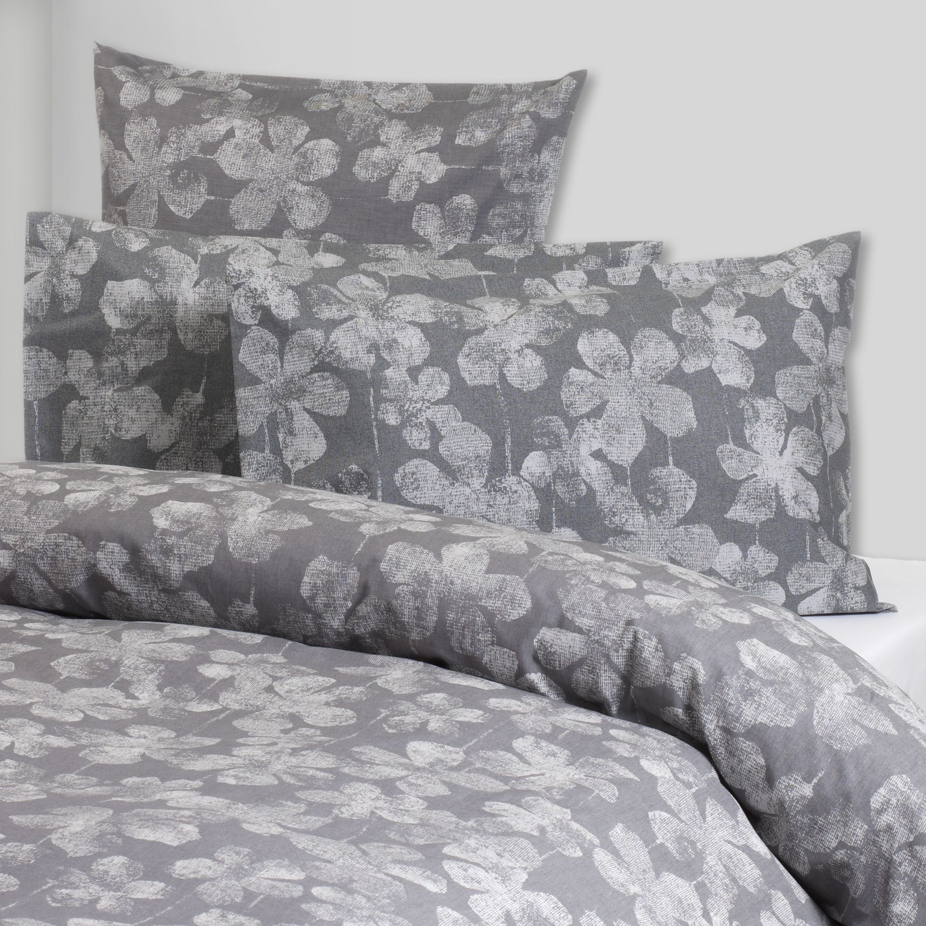 Shimmer Flowers Duvet Covers, Grey