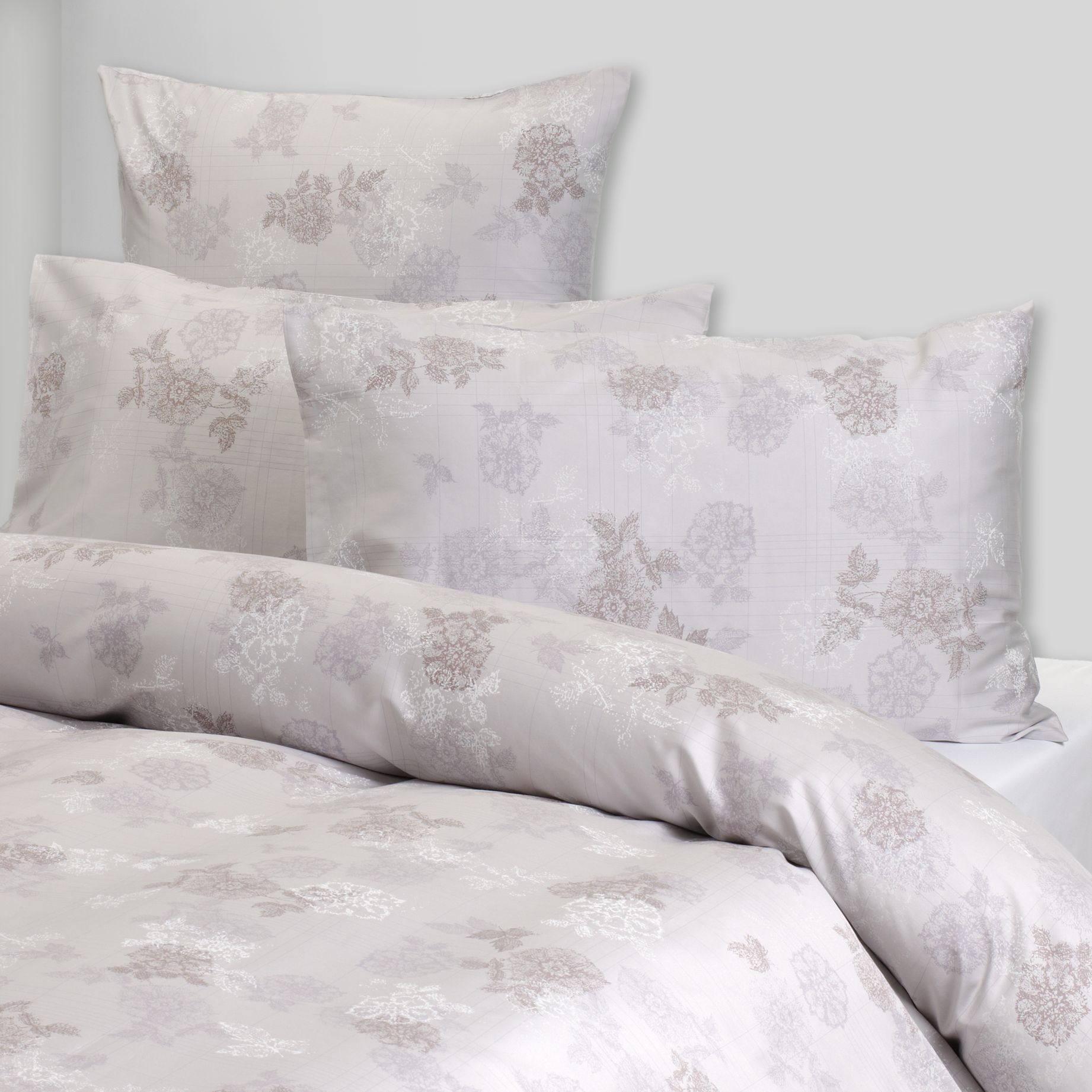 Calvin Klein Lace Flower Duvet Cover, Grey, Double at John Lewis