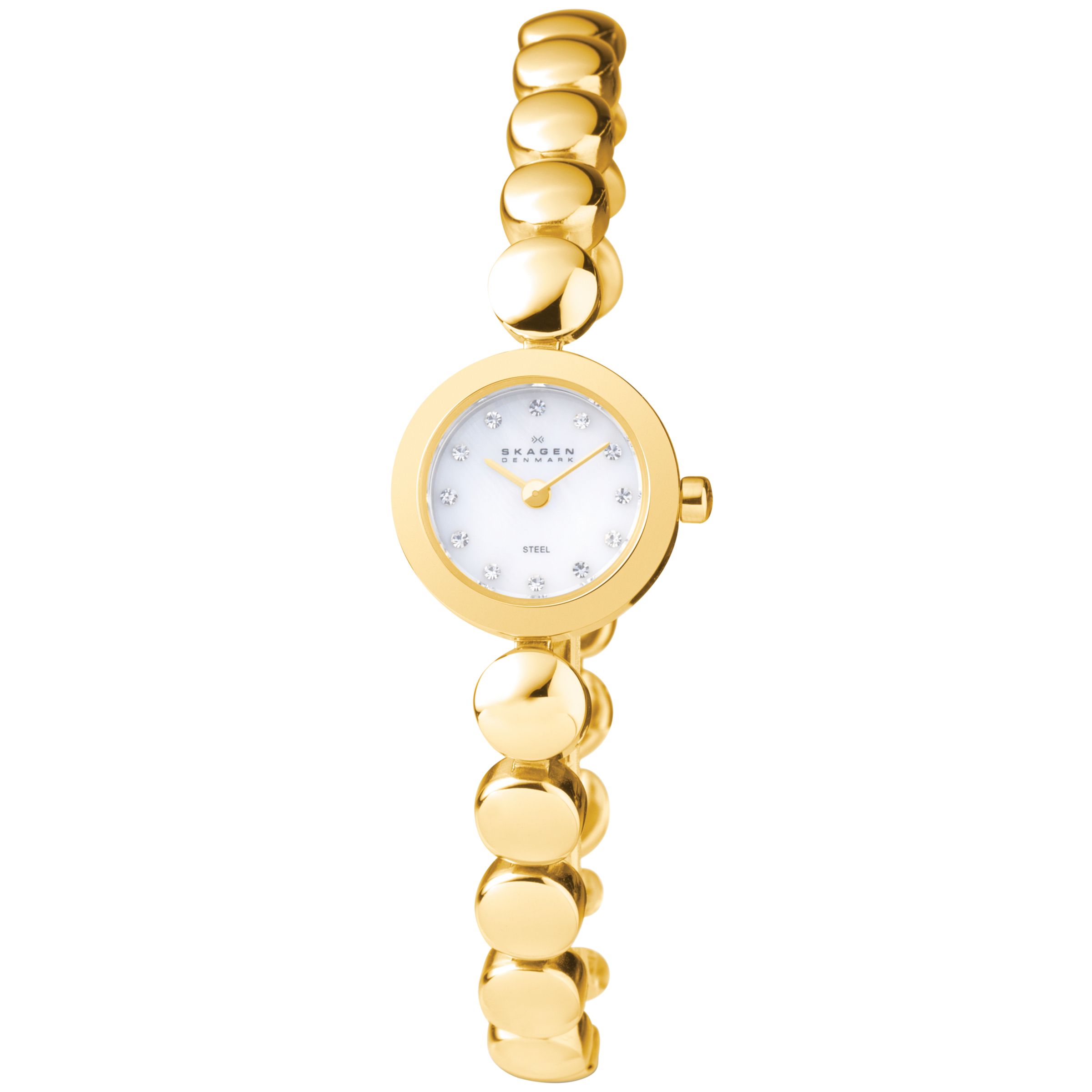 Skagen 107XSGXG Women's Round Link Watch, Gold at John Lewis