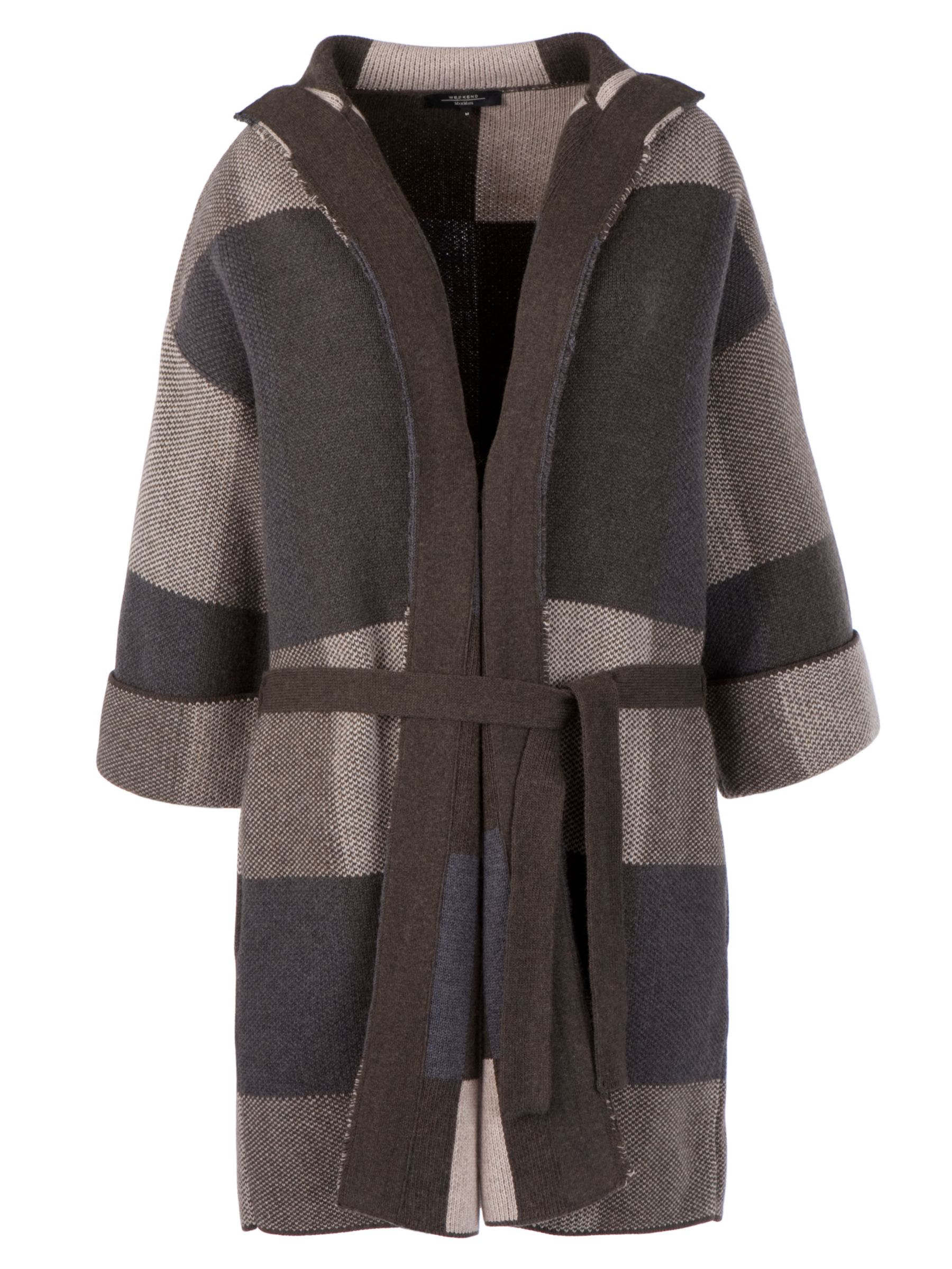 Weekend by MaxMara Porta Longline Coatigan, Khaki, M at John Lewis