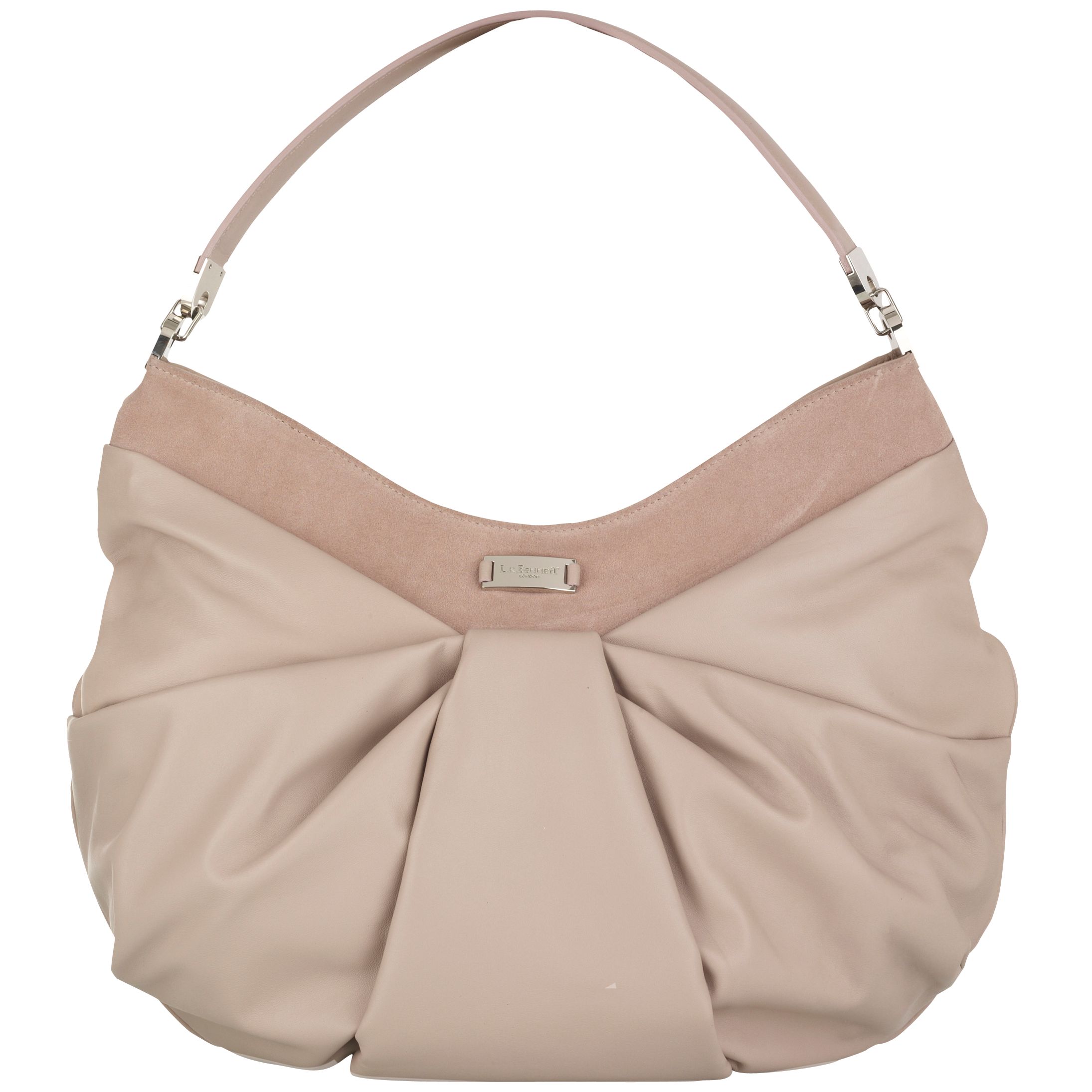 L.K. Bennett Luna Suede Shoulder Bag, Powder at JohnLewis