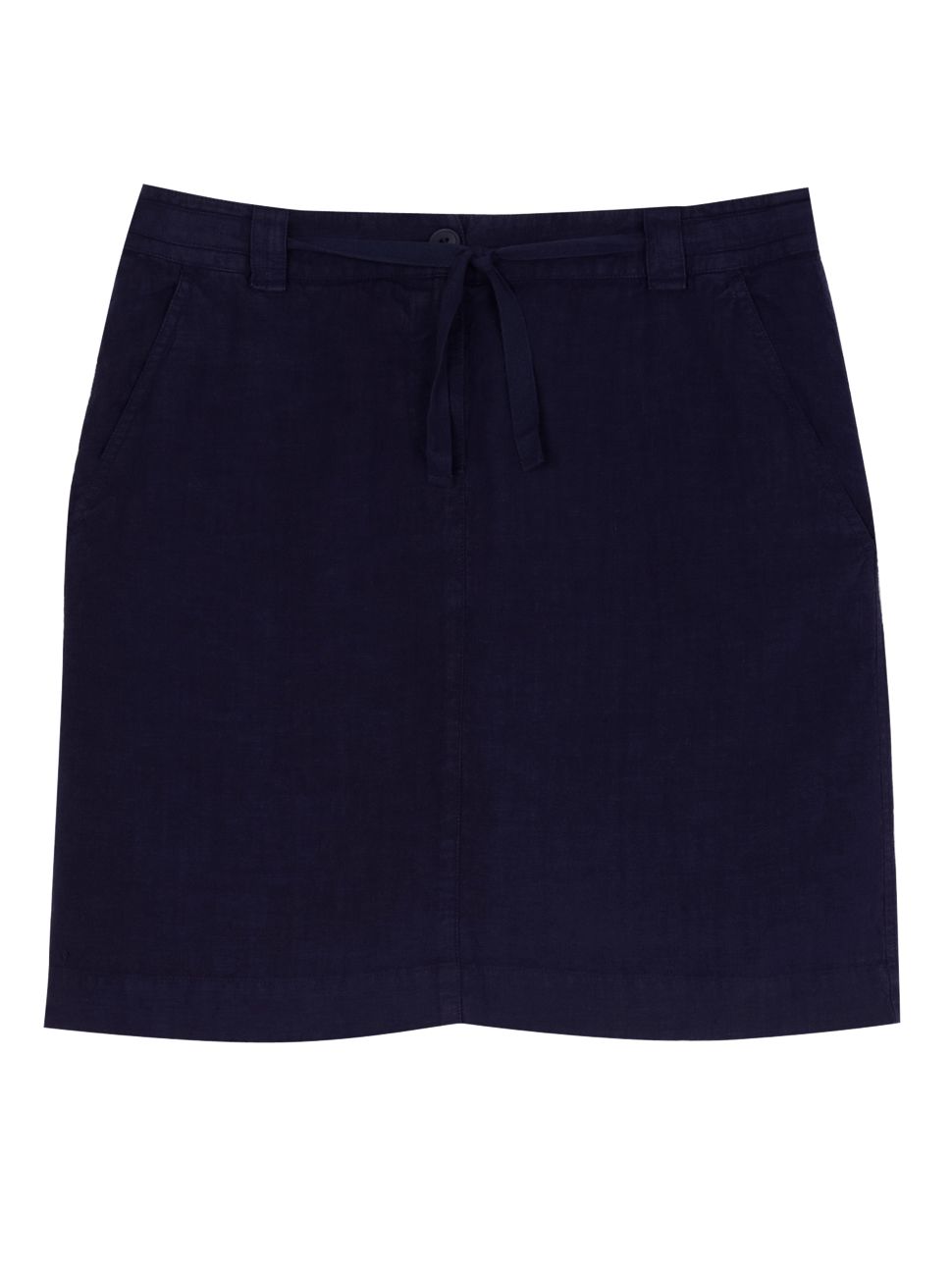 Kew Drawstring Linen Skirt, Navy