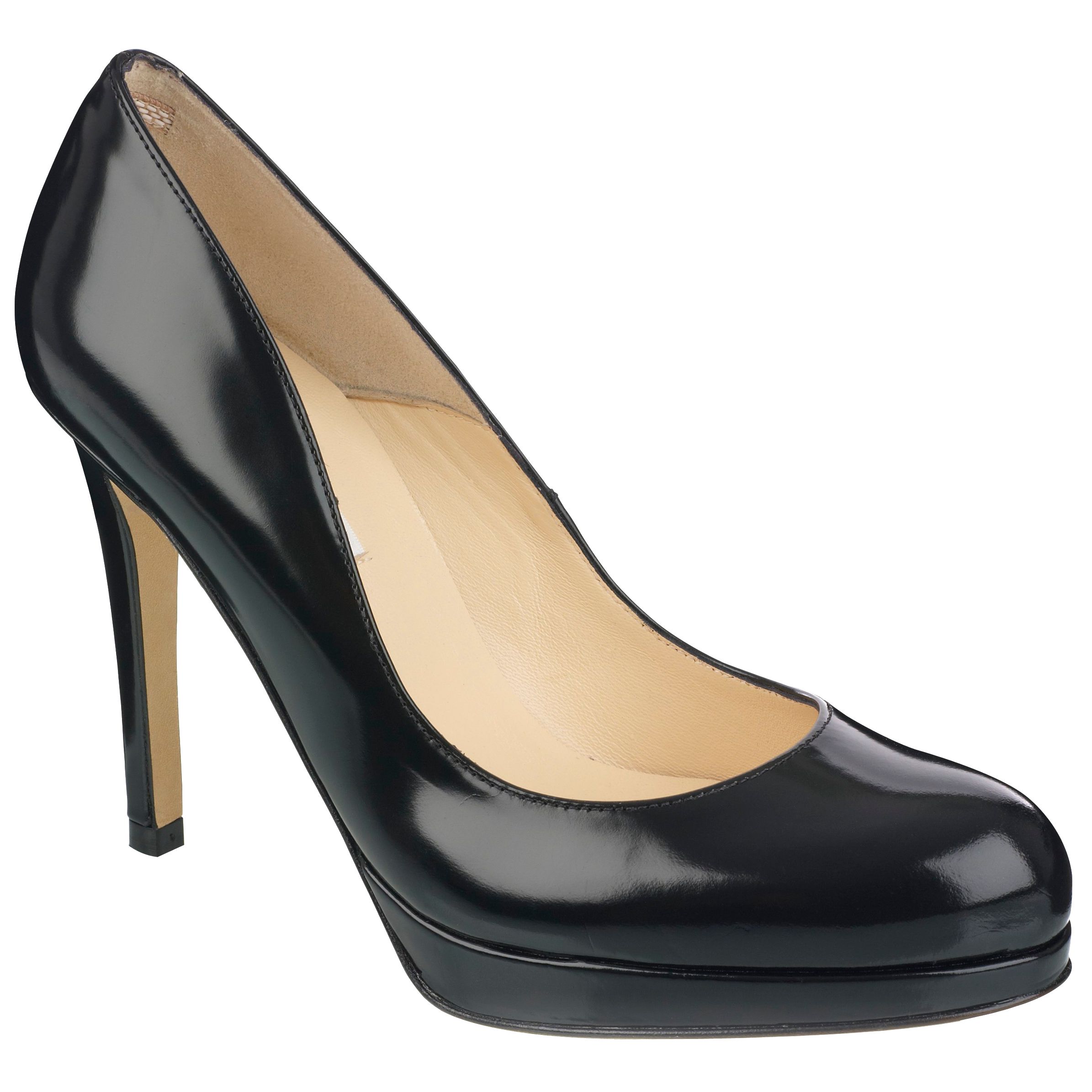 L.K. Bennett Sledge Round Toe Platform Court Shoes, Black at John Lewis