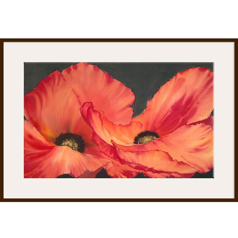 Two Poppies, Dark Frame, 82 x 110cm at John Lewis