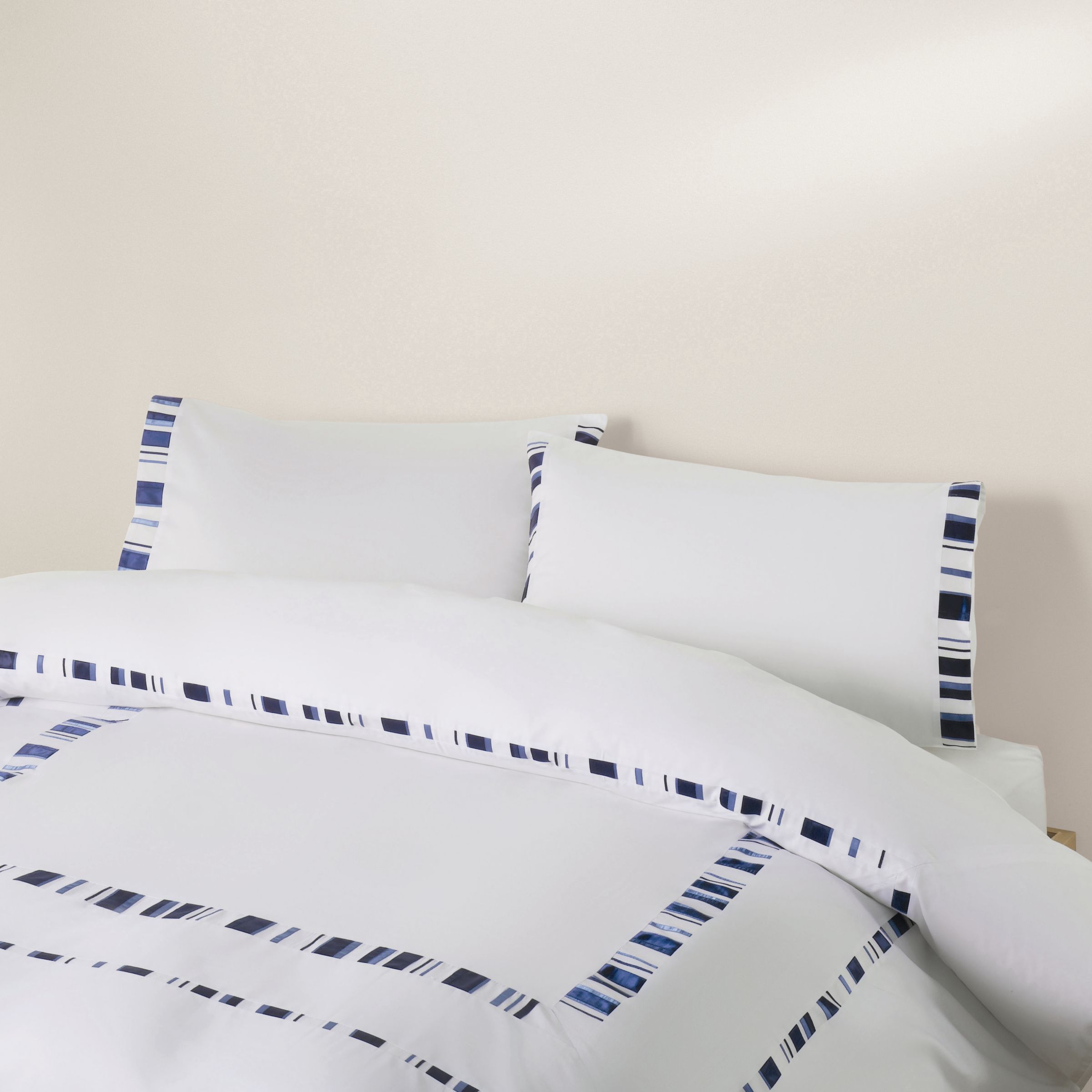 John Lewis Joel Duvet Cover Sets, White / Blue