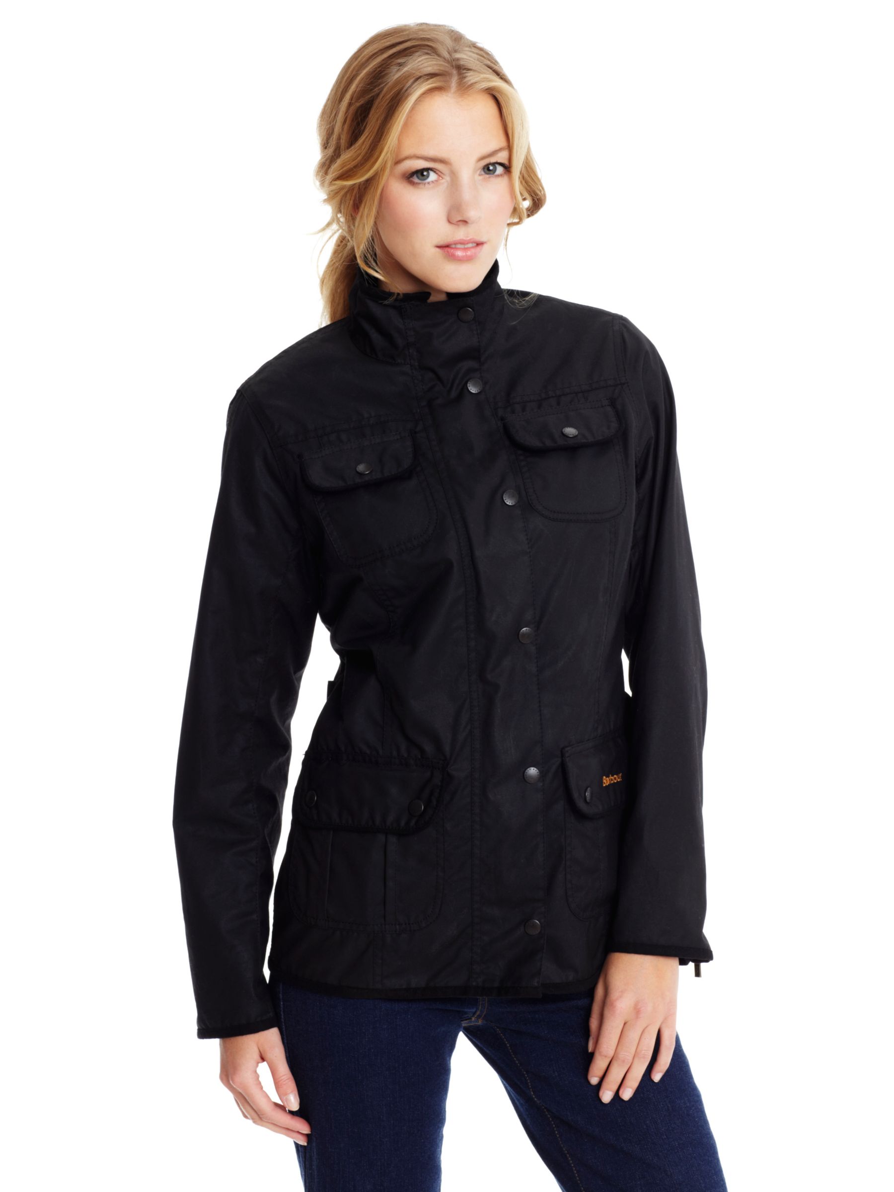 Barbour Kate Medium Weight Jacket, Black at John Lewis