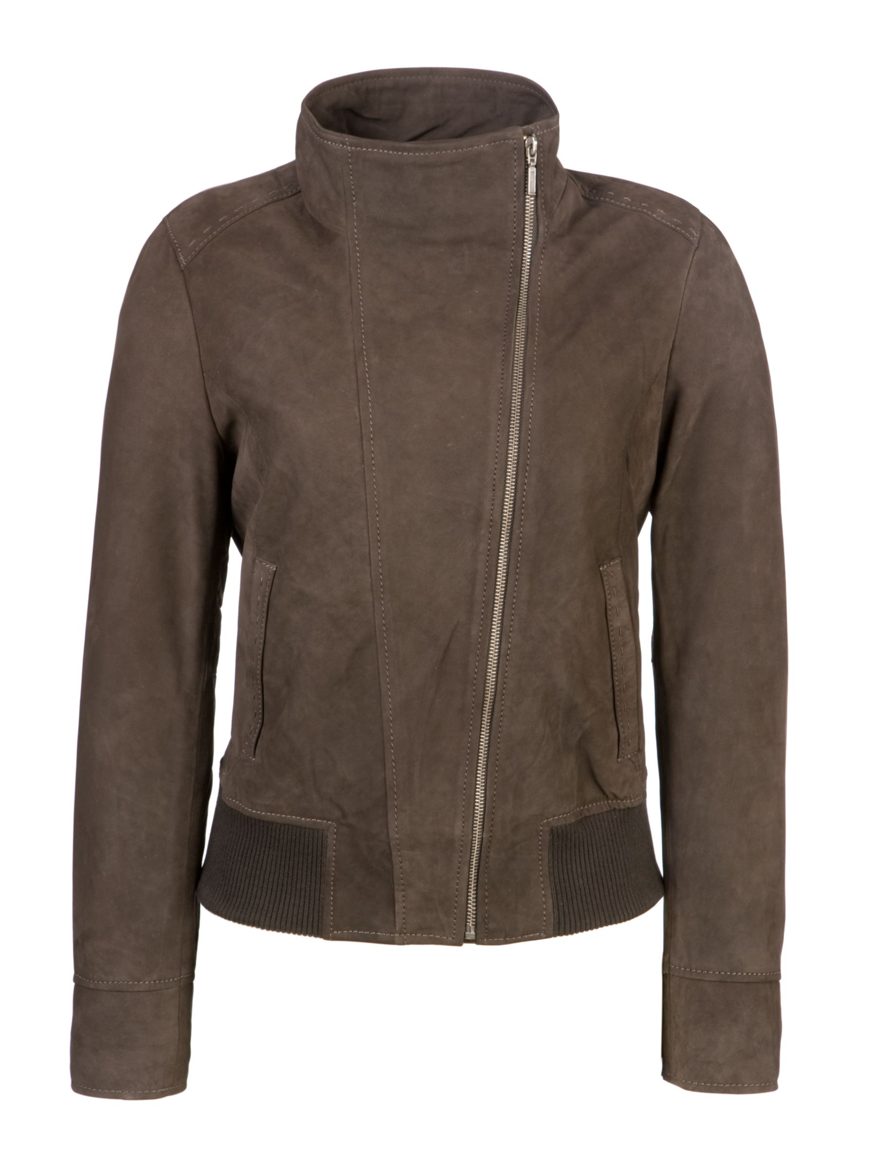 John Lewis Women Nell Nubuck Bomber Jacket, Chocolate at John Lewis