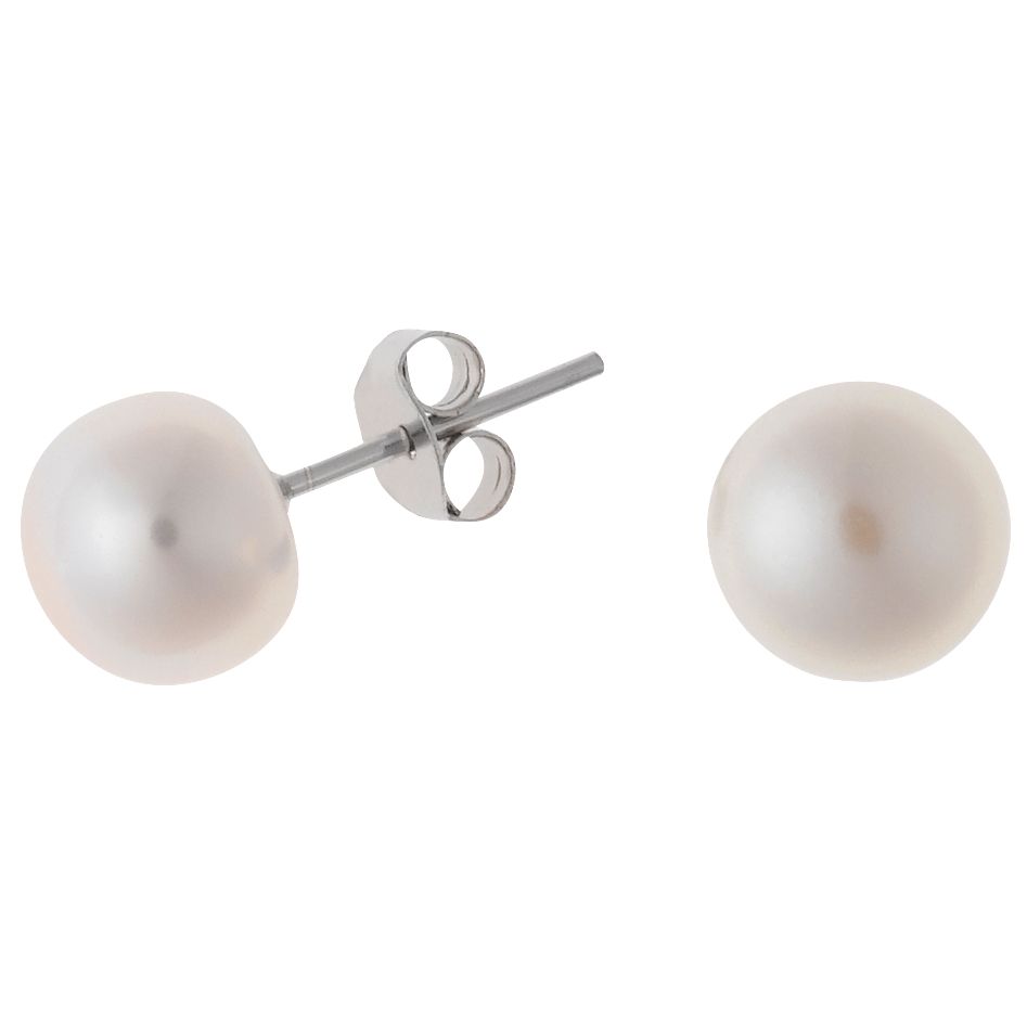 Dower & Hall White Pearl Stud Earrings