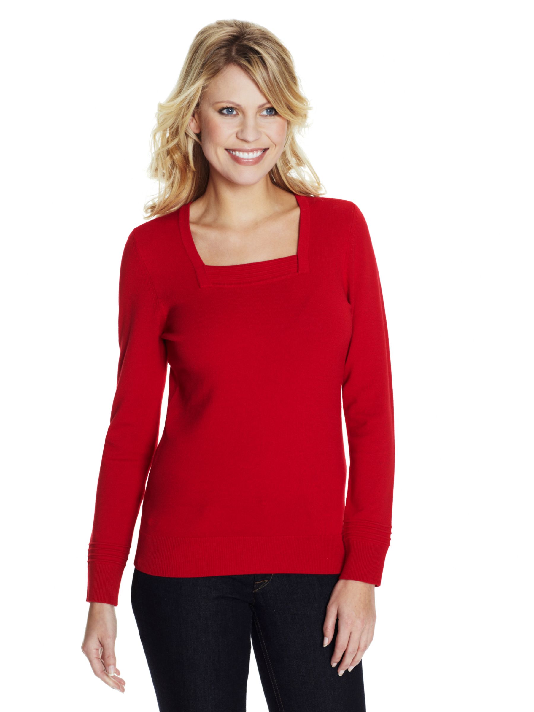 John Lewis Women Square Neck Top, Red