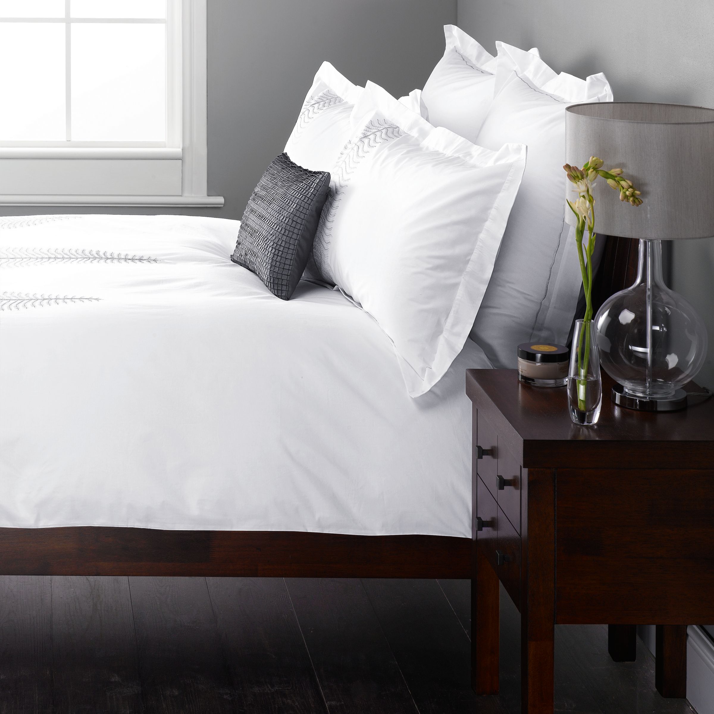 John Lewis Fossil Leaf Duvet Covers, White