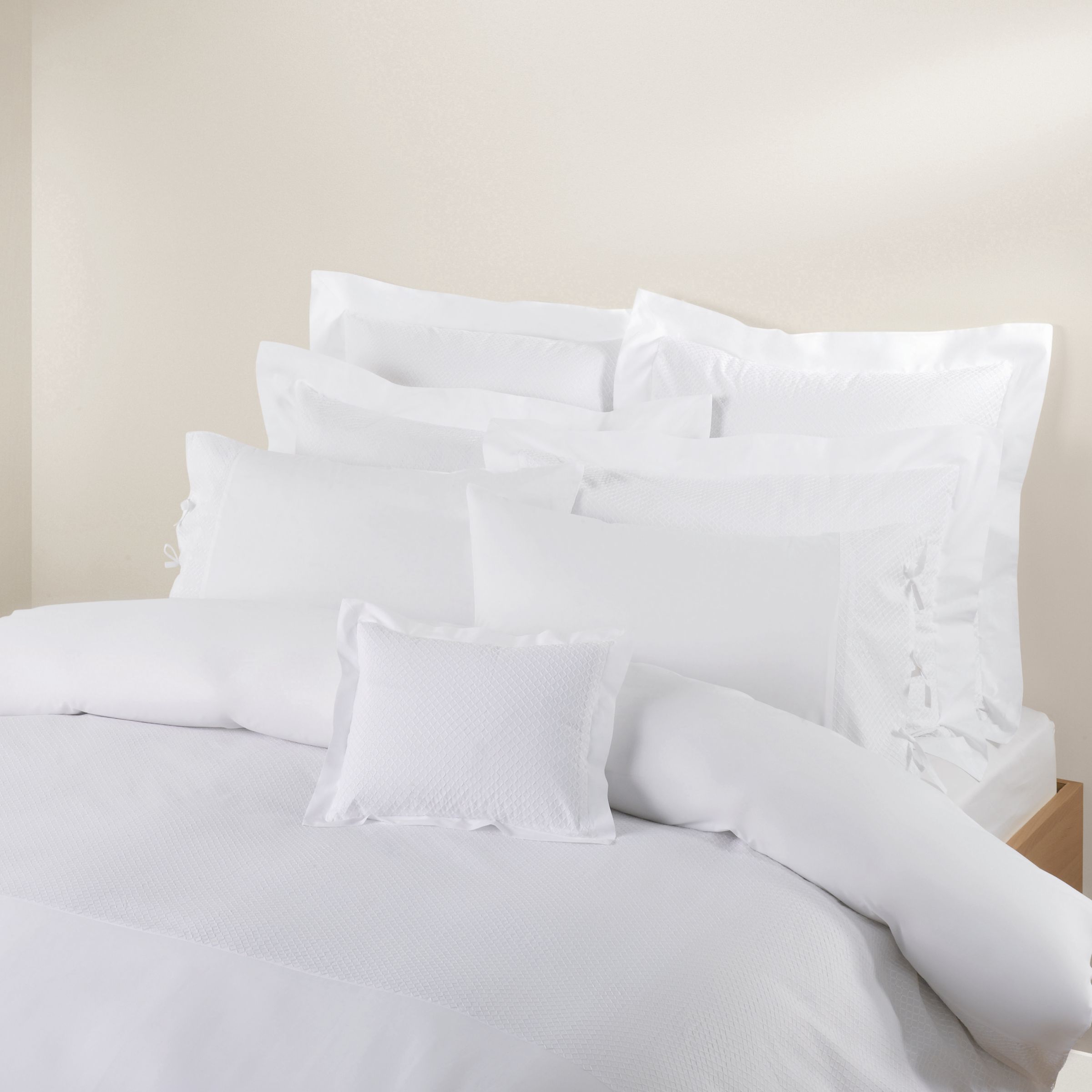 John Lewis Diamond Stitch Duvet Covers, White