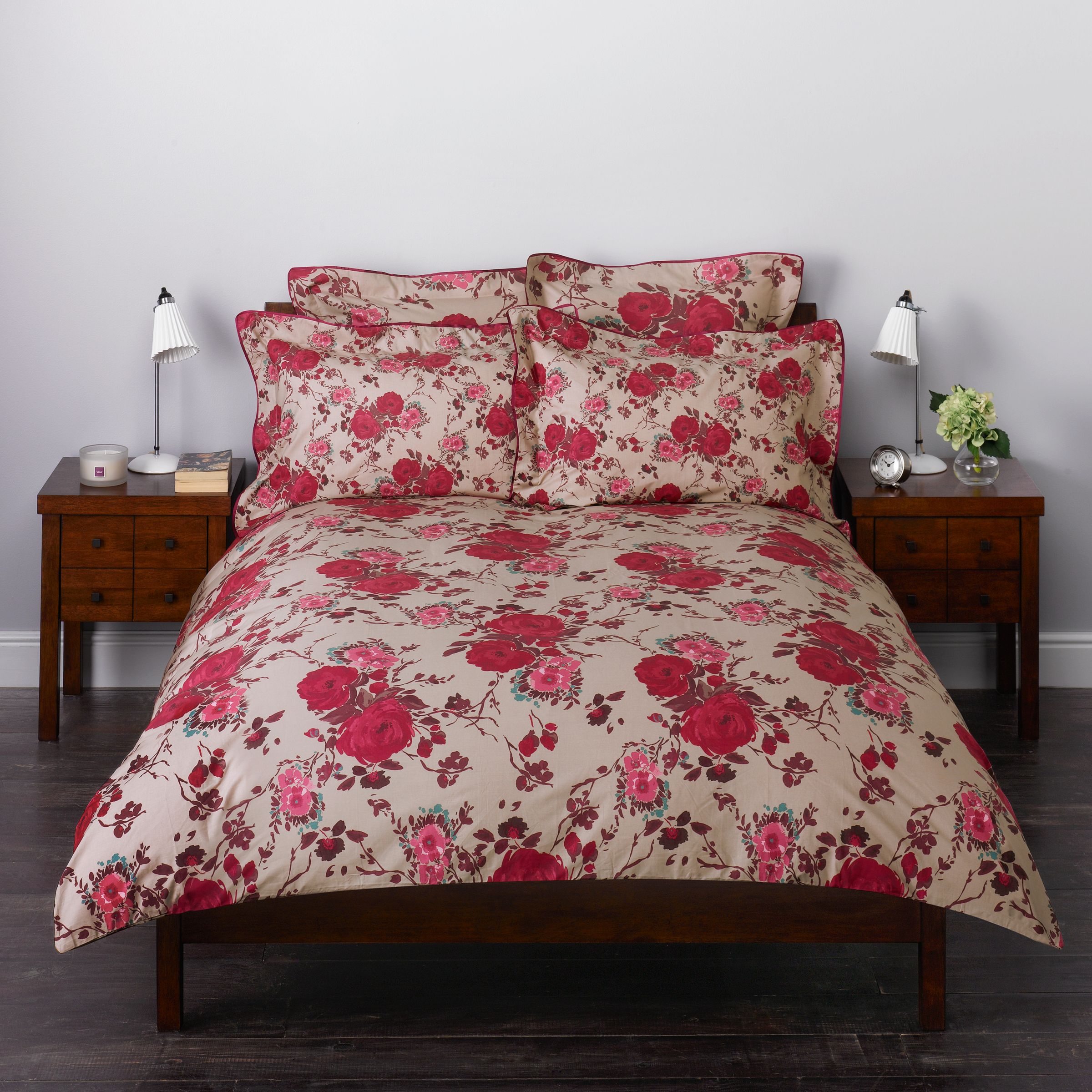 John Lewis Jacqueline Duvet Covers, Red