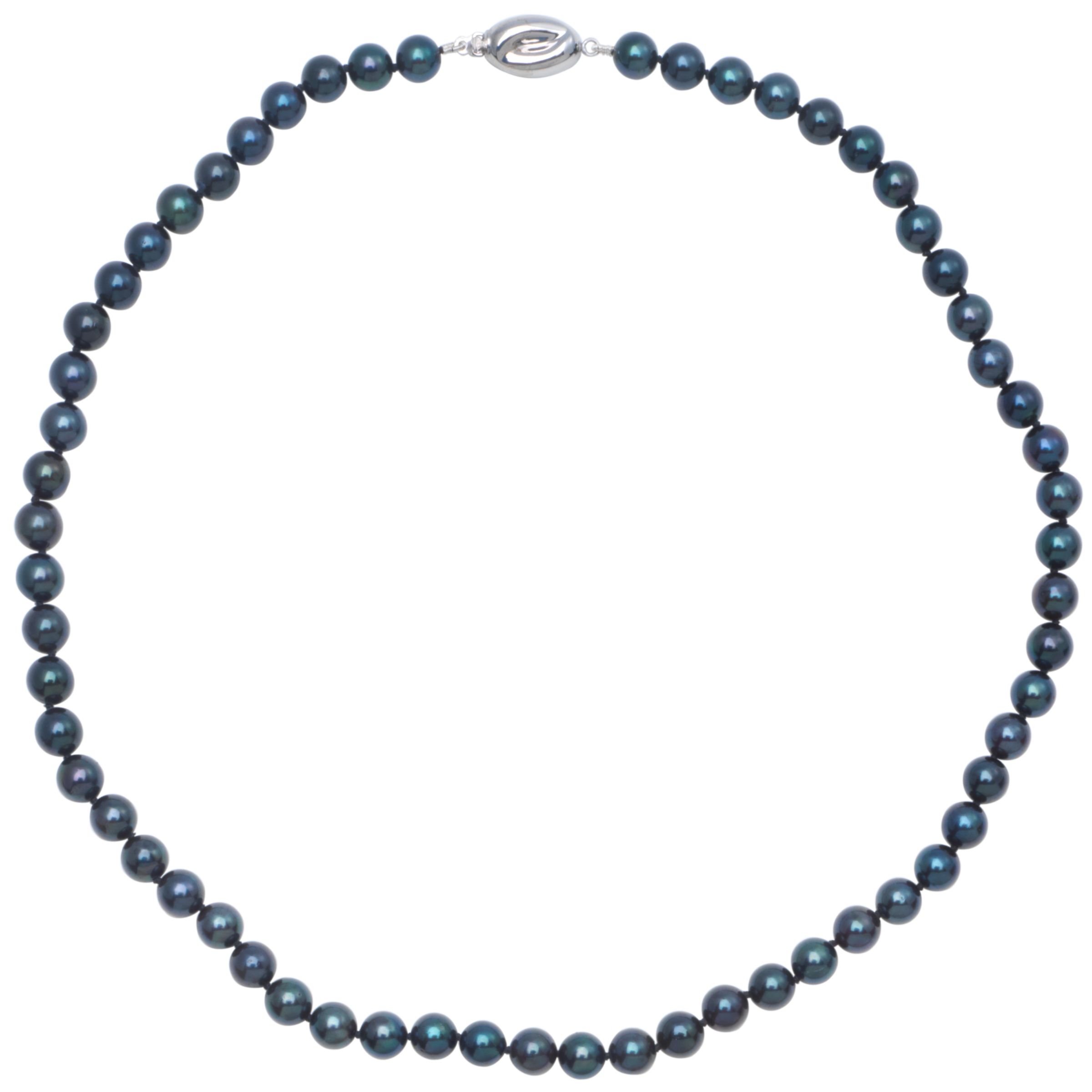 Cultured Black Pearl Knotted 18" Necklace with White Gold Clasp at John Lewis