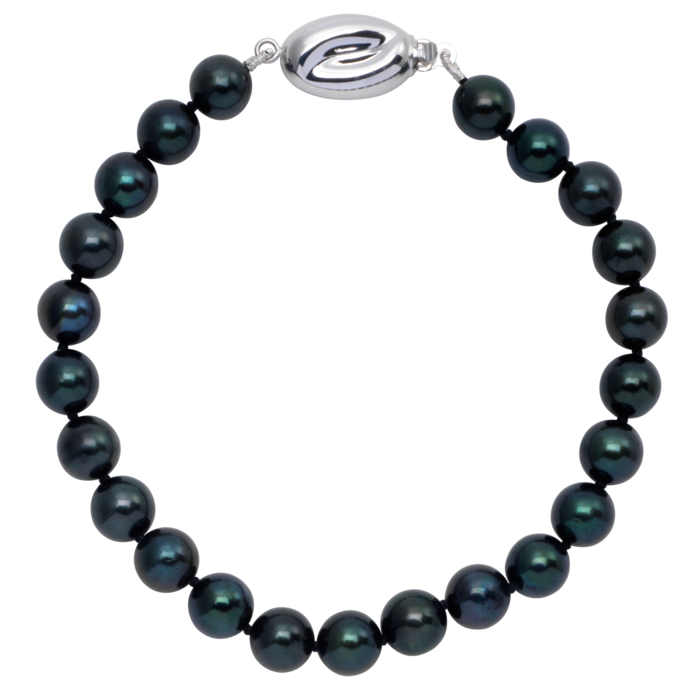 Cultured Black Pearl Knotted 7.5" Bracelet with White Gold Clasp at John Lewis