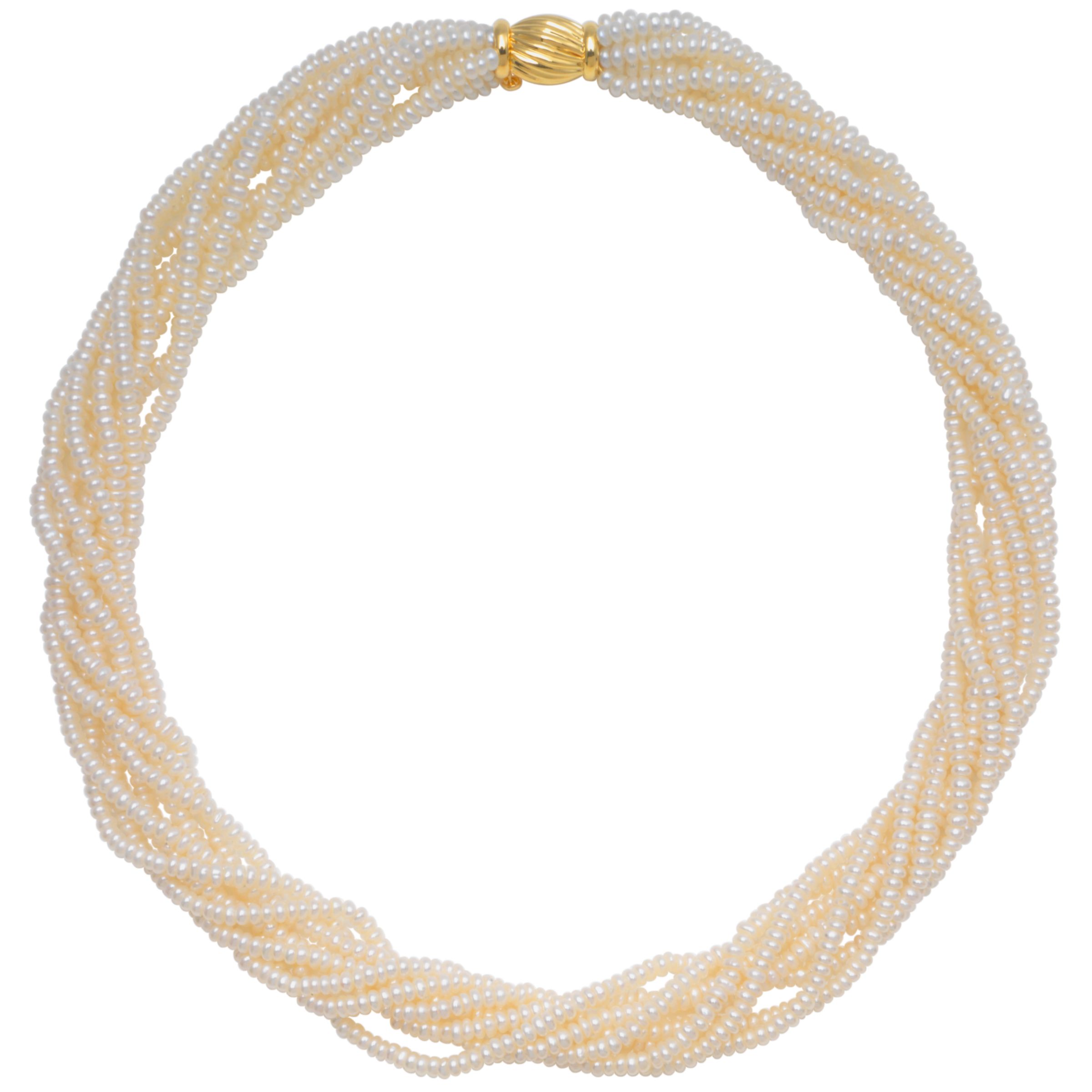 Freshwater Pearl Multi Twist 18" Necklace with Gold Clasp at John Lewis