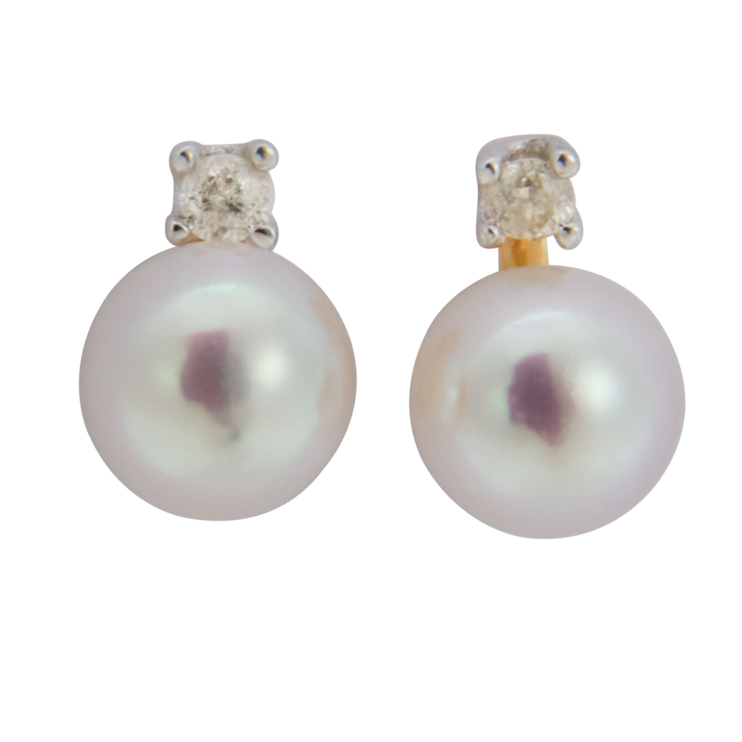 Cultured Pearls Single Diamond Stud Earrings at John Lewis