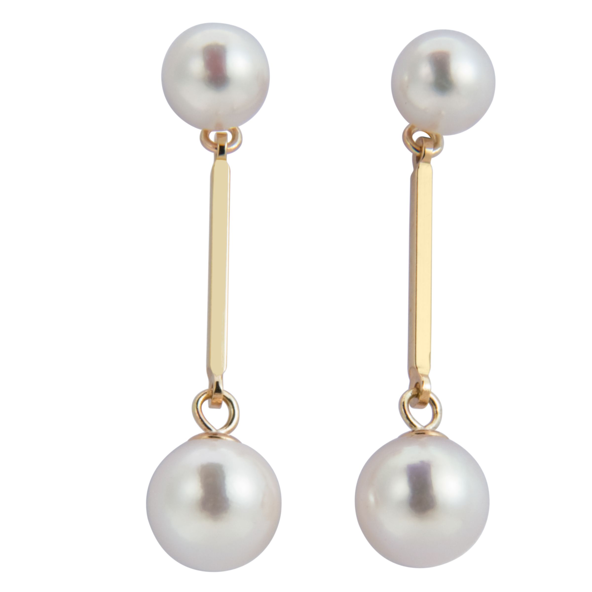 Twin Cultured Pearls 9ct Yellow Gold