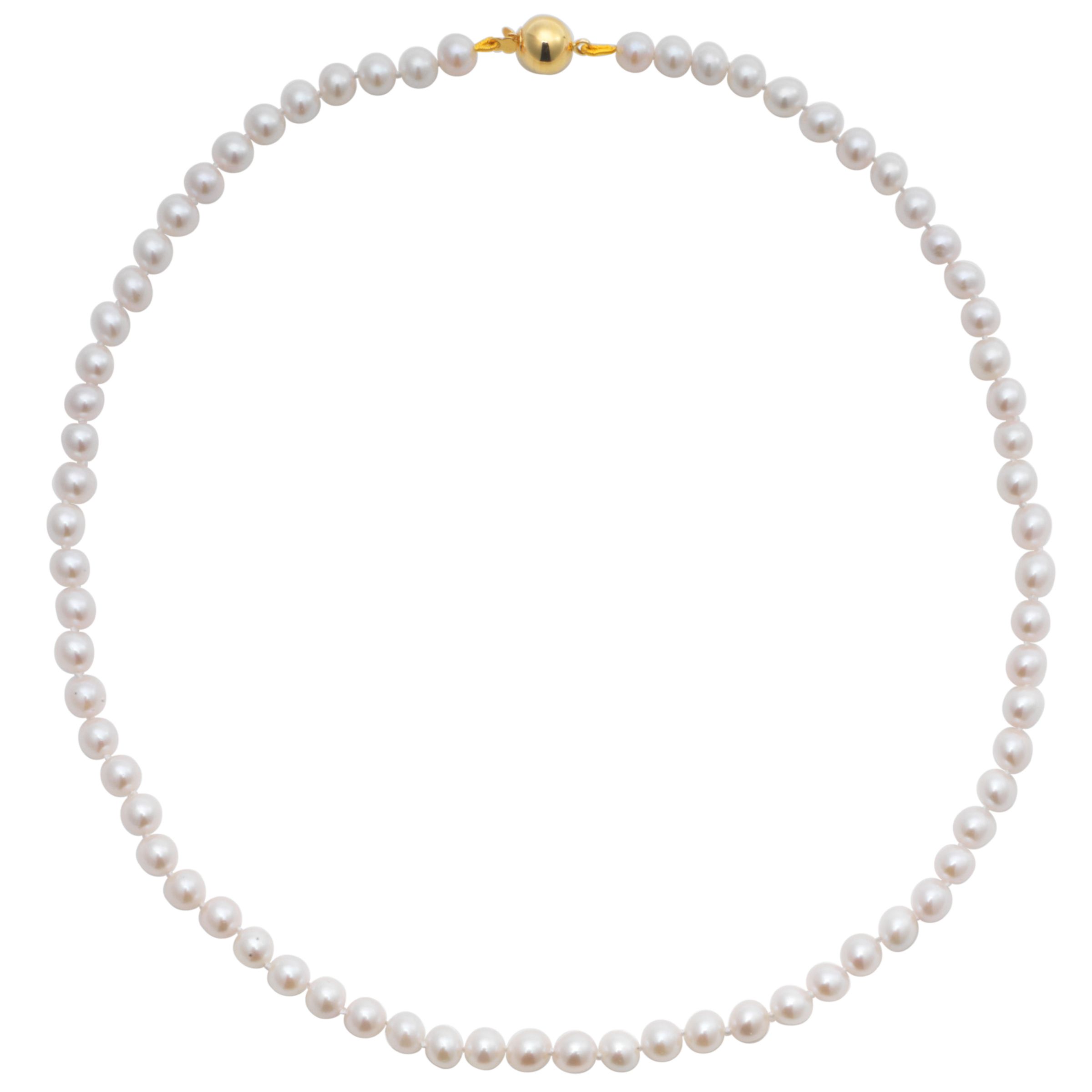 Cultured Pearl Knotted 18" Necklace with Gold Clasp at John Lewis
