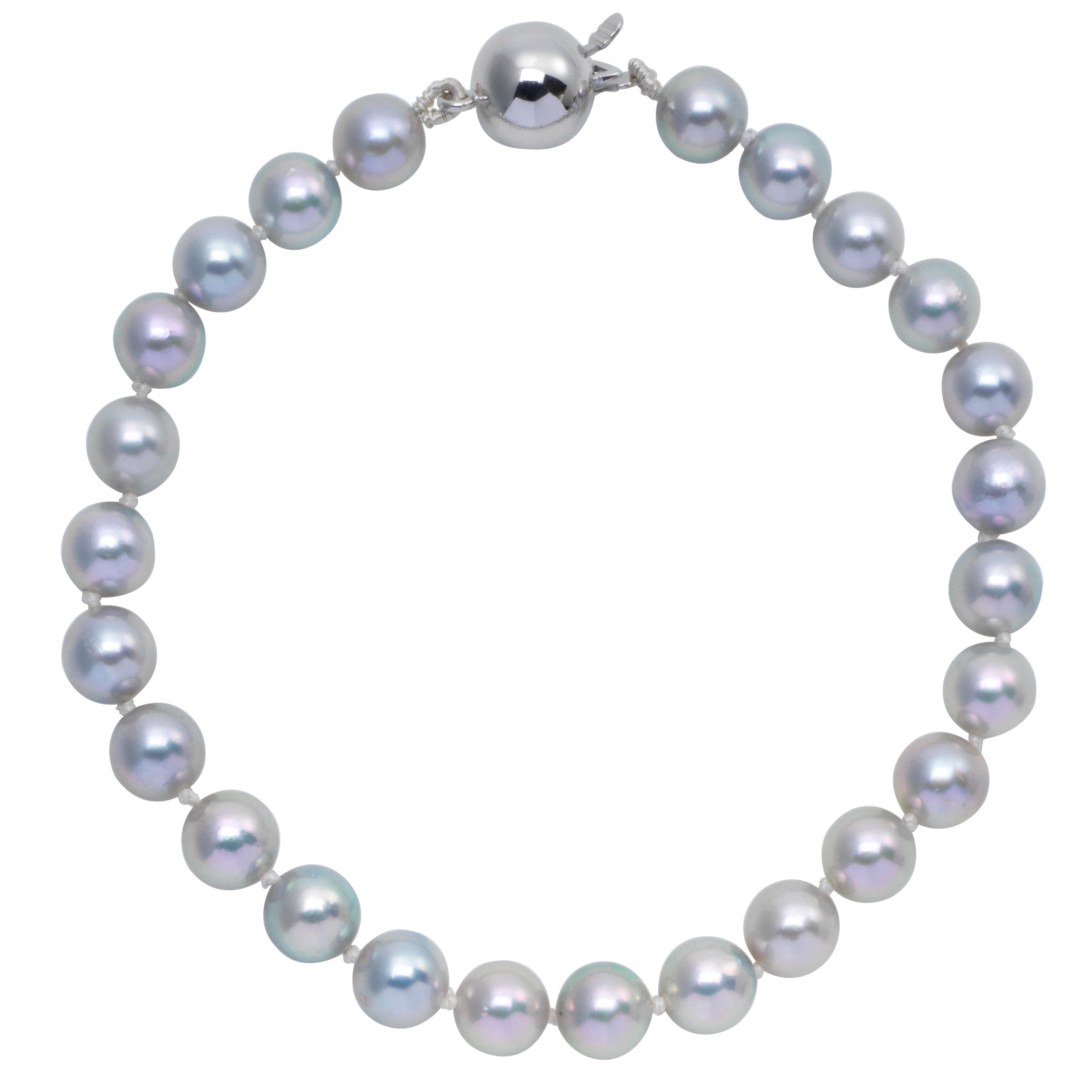 Cultured Grey Pearl Knotted 7.5" Bracelet with White Gold Clasp at JohnLewis