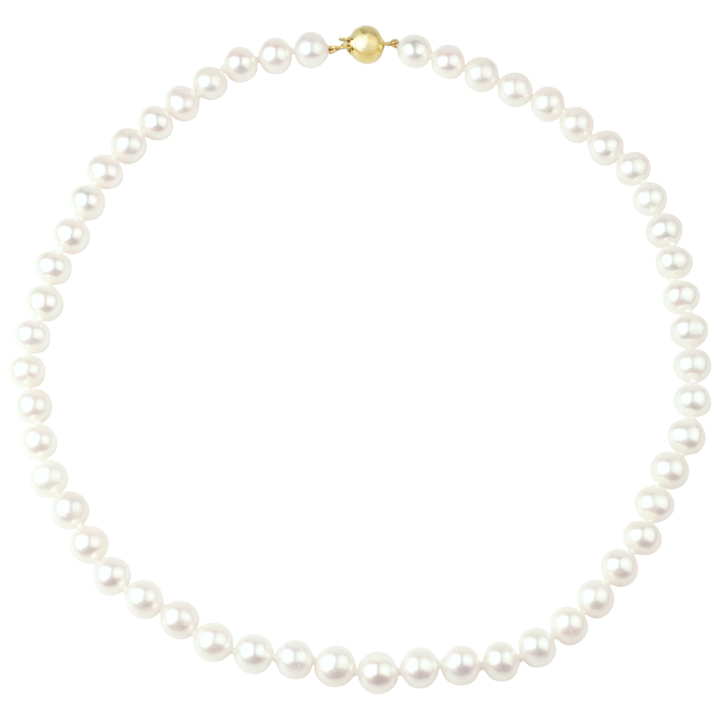 Freshwater Lustre Pearls Knotted 16" Necklace with Gold Clasp at John Lewis