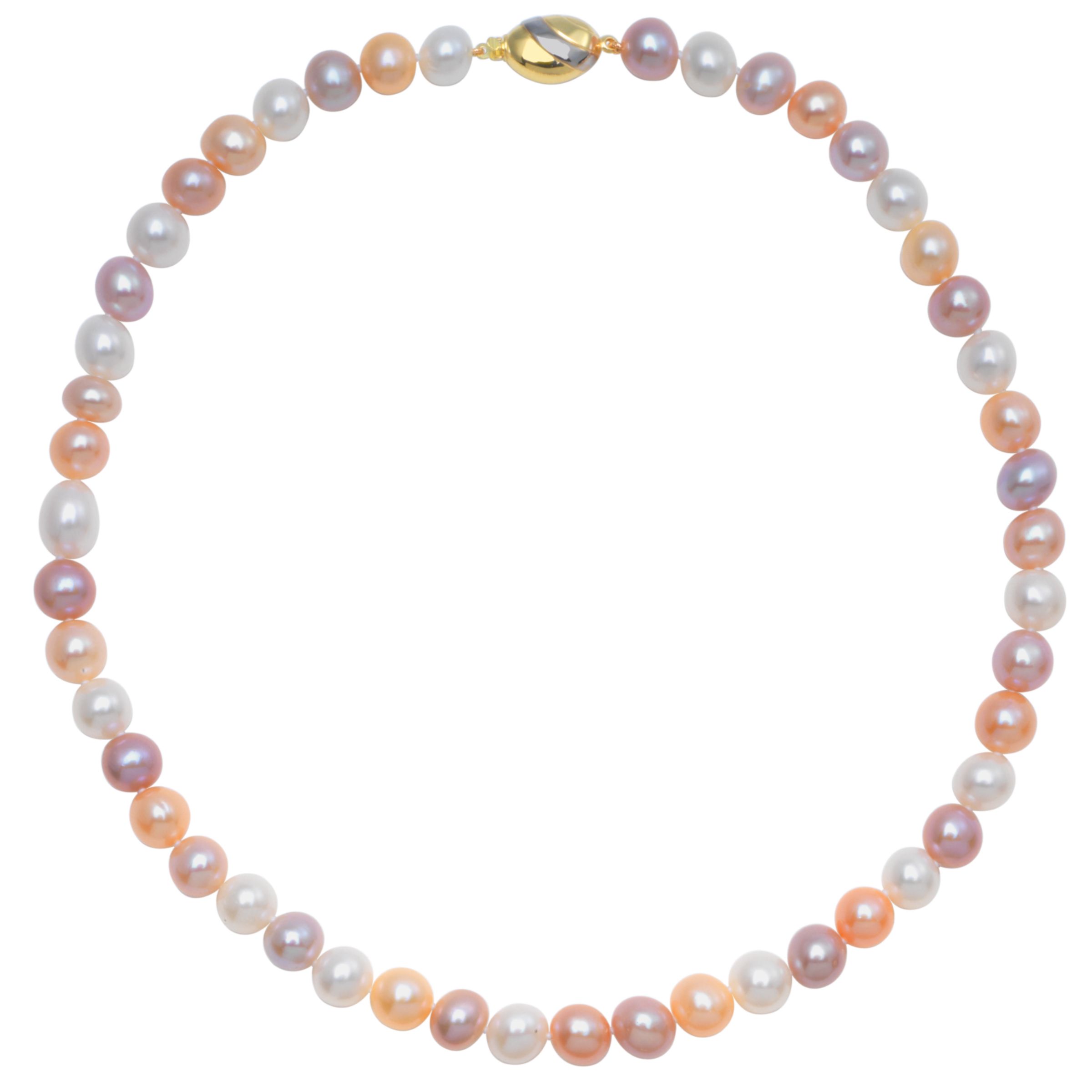 3 Tone Freshwater Pearls Knotted 18" Necklace with Gold Clasp at John Lewis