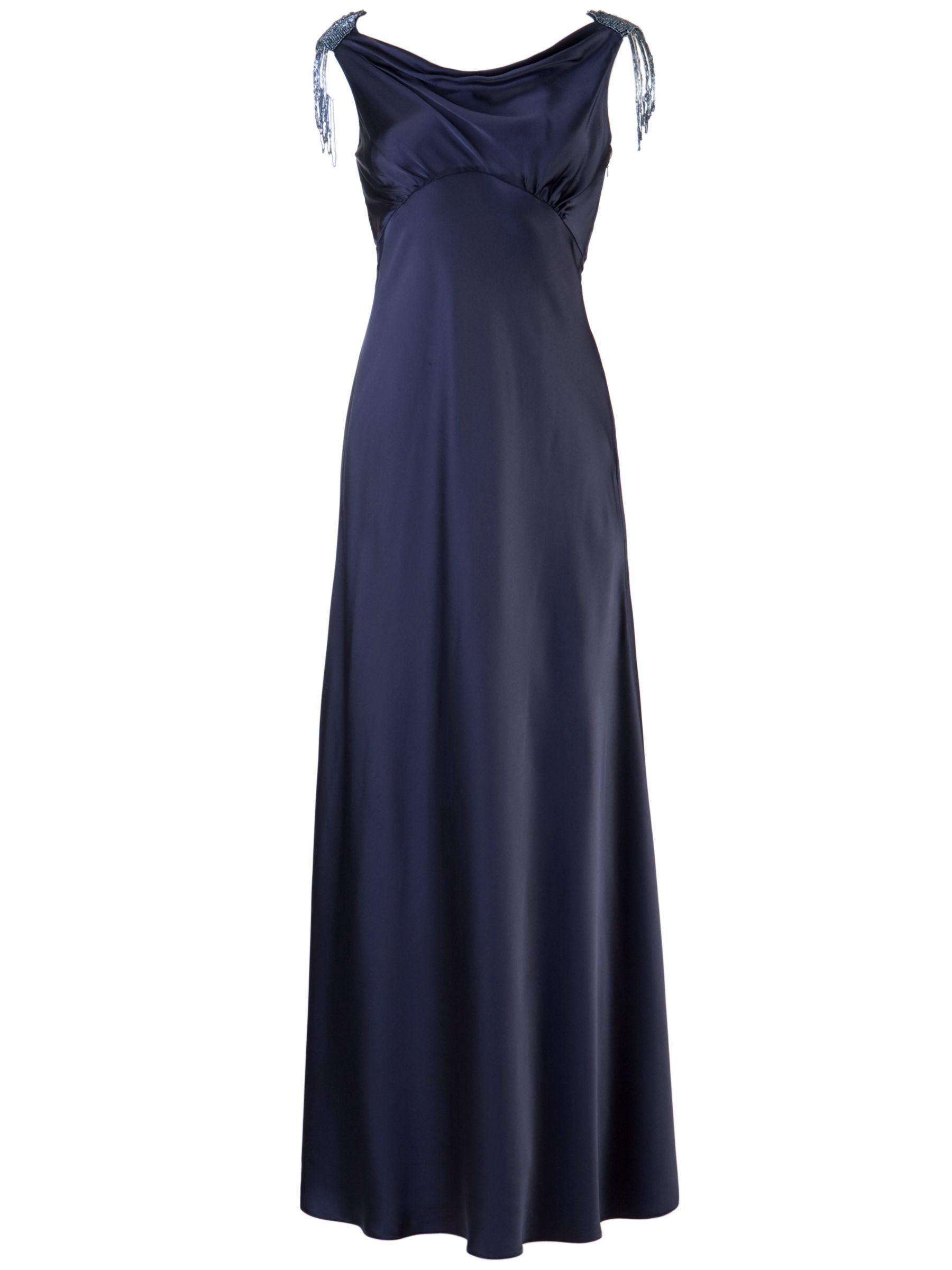 John Lewis Women Emily Embellished Shoulder Long Evening Dress, Midnight, 12 at JohnLewis