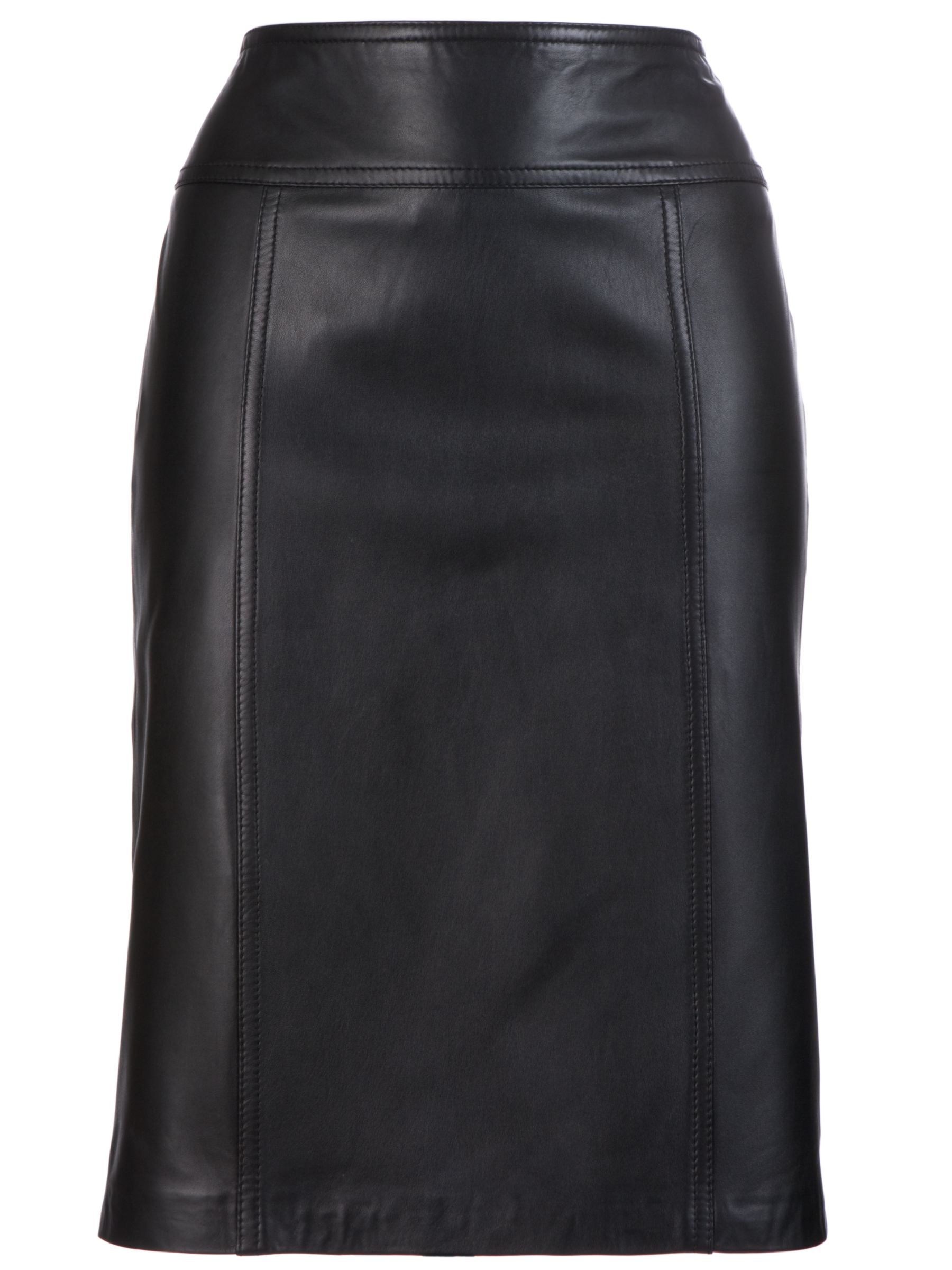Gerry Weber Leather Pencil Skirt, Black, 10 at John Lewis