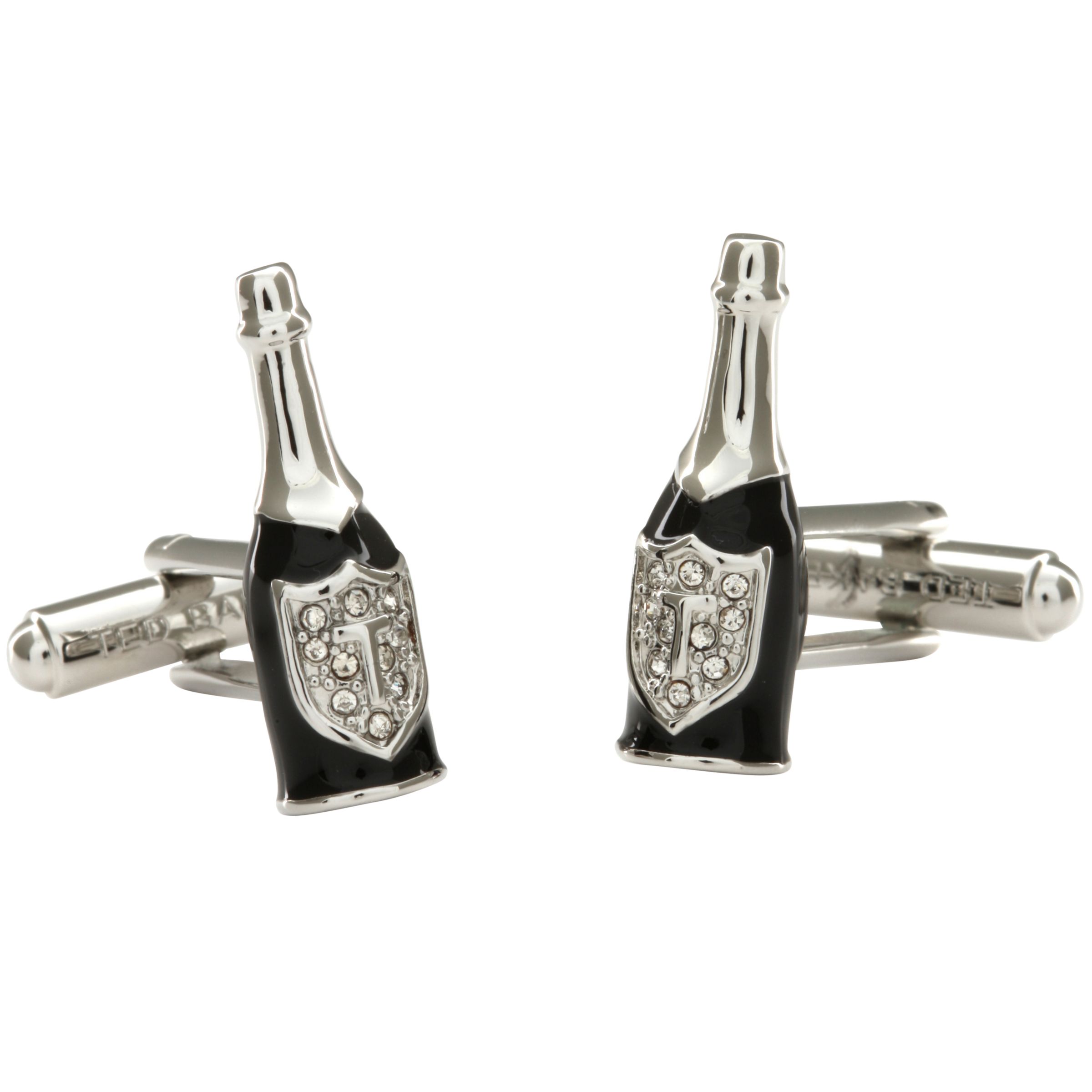 Ted Baker Champagne Bottle Cufflinks, Silver