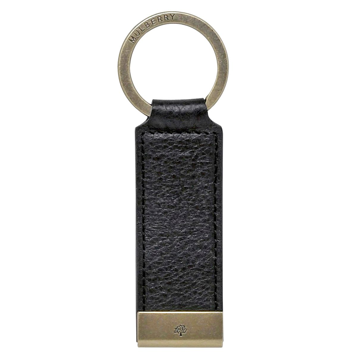 Mulberry Metal End Leather Keyring, Black