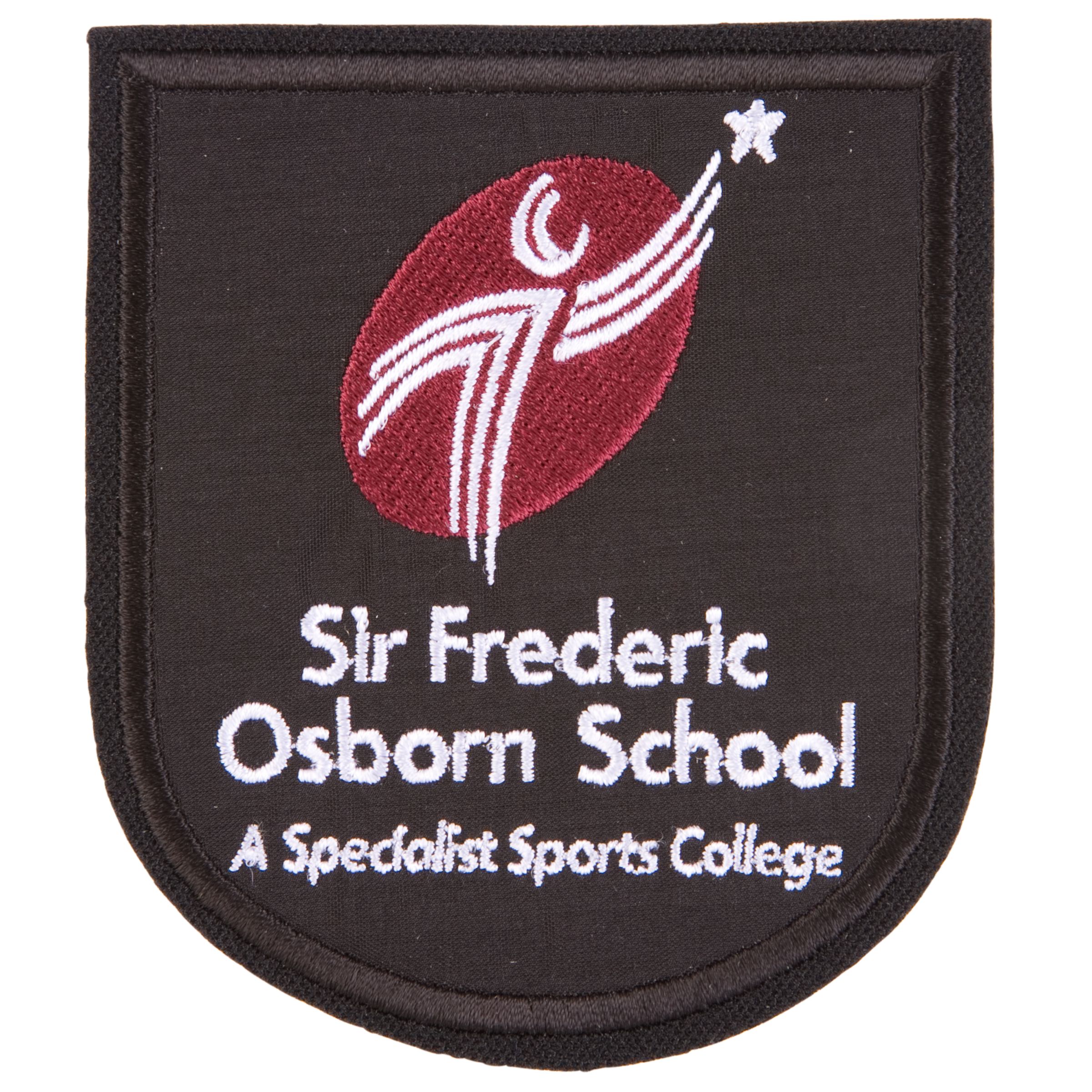 Sir Frederic Osborn School Unisex Blazer Badge, Black/Maroon