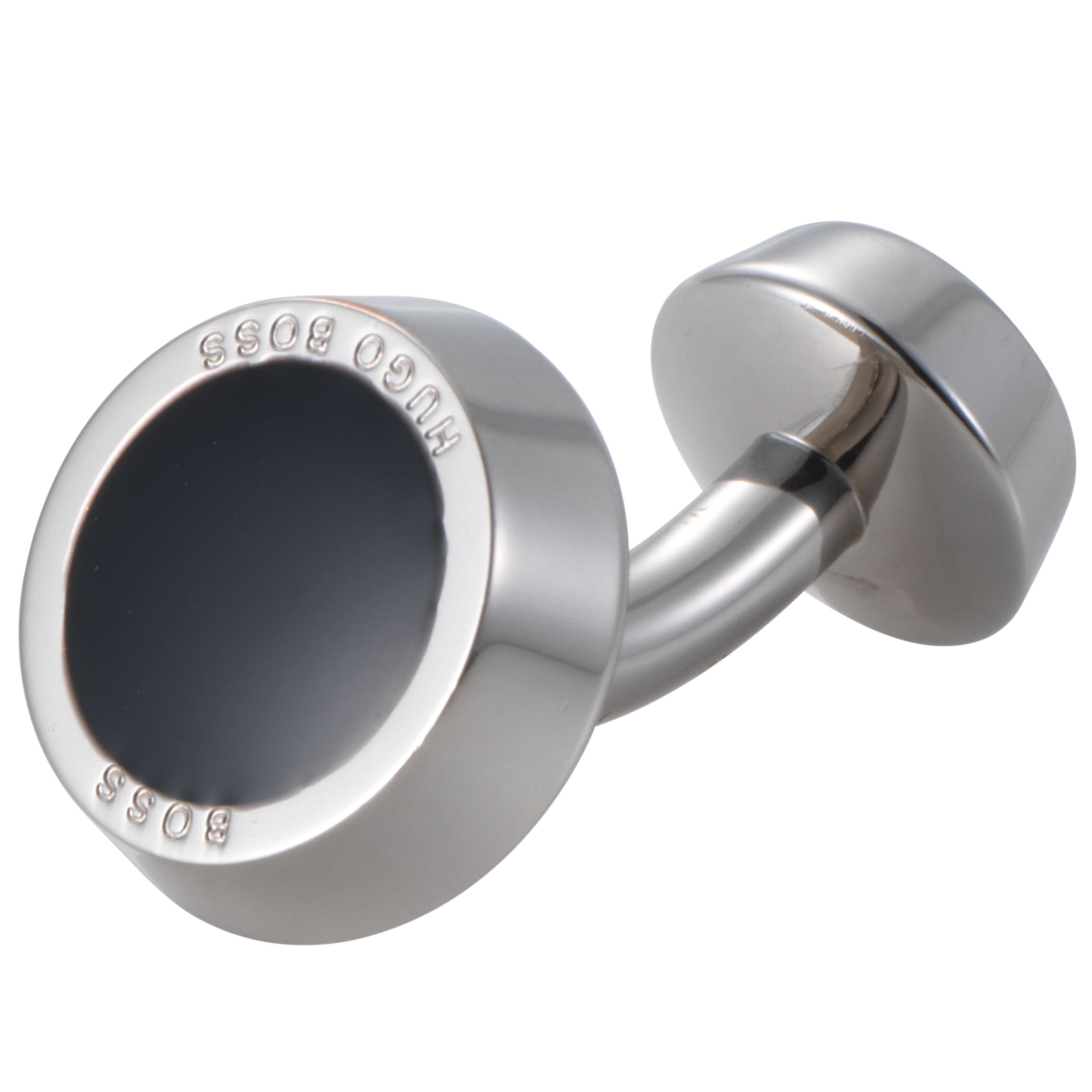 Hugo Boss Simony Round Enamel Cufflinks, Black