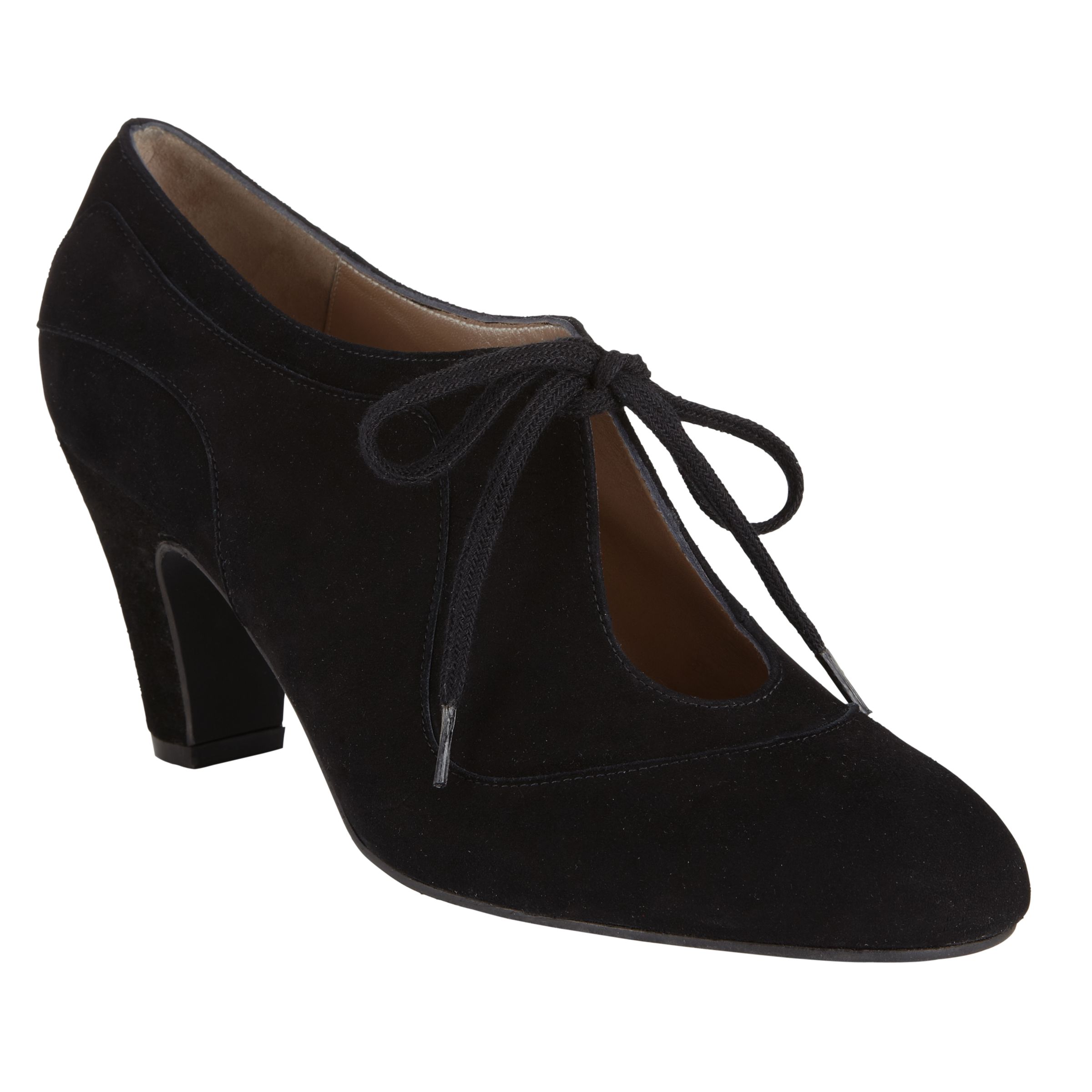 John Lewis Women Lace-Up Suede Shoe-Boots, Black