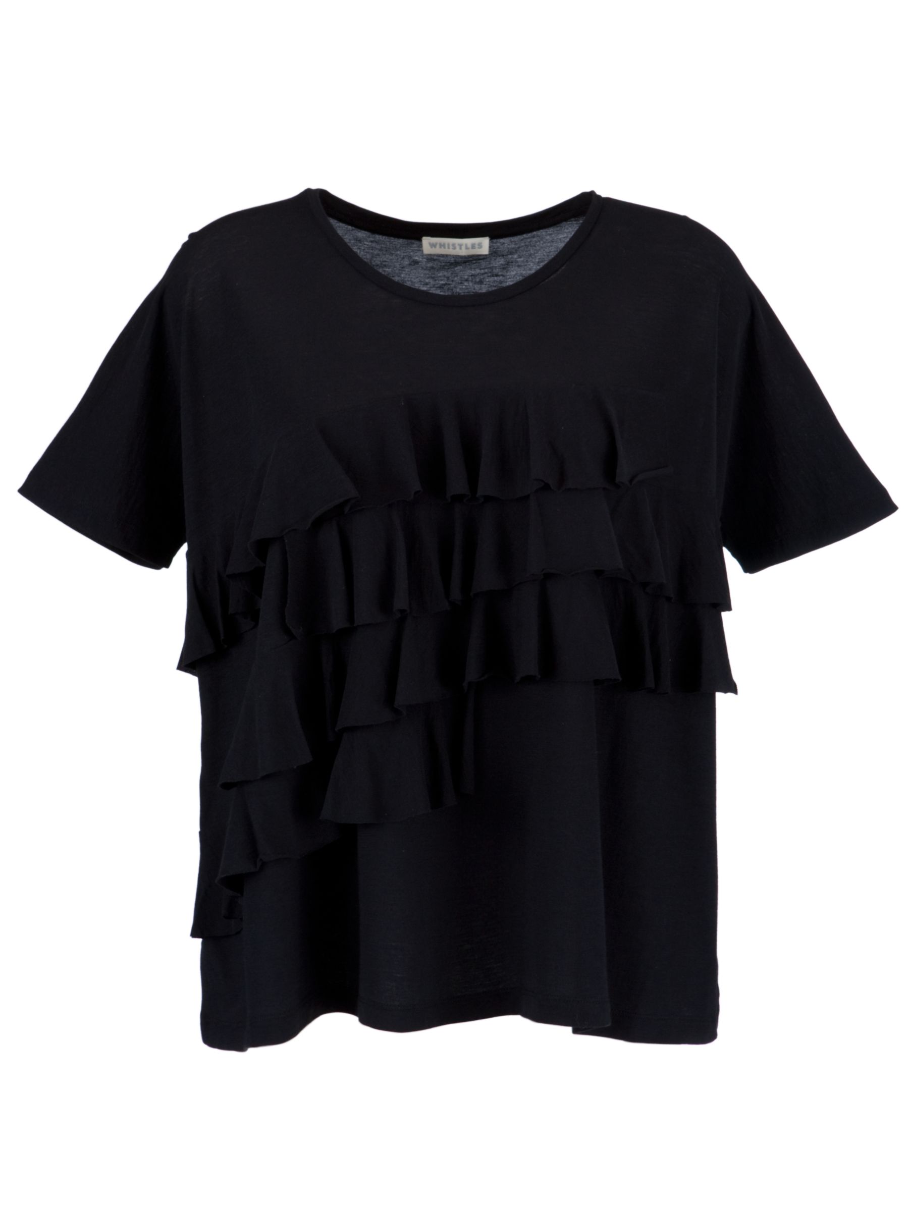 Whistles Asymmetric Frill T-Shirt, Black