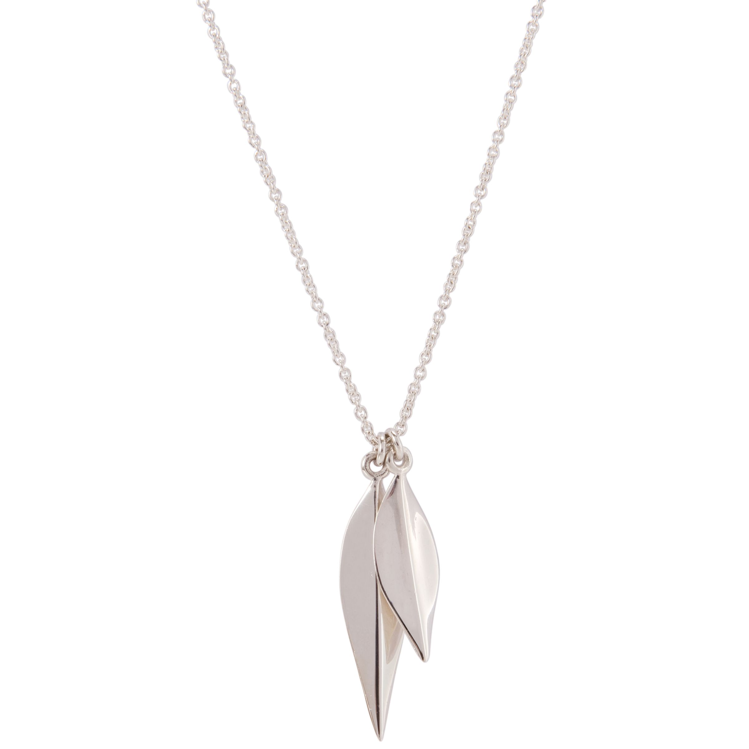 Dinny Hall Silver Elongated Lotus Petal Pendant Necklace